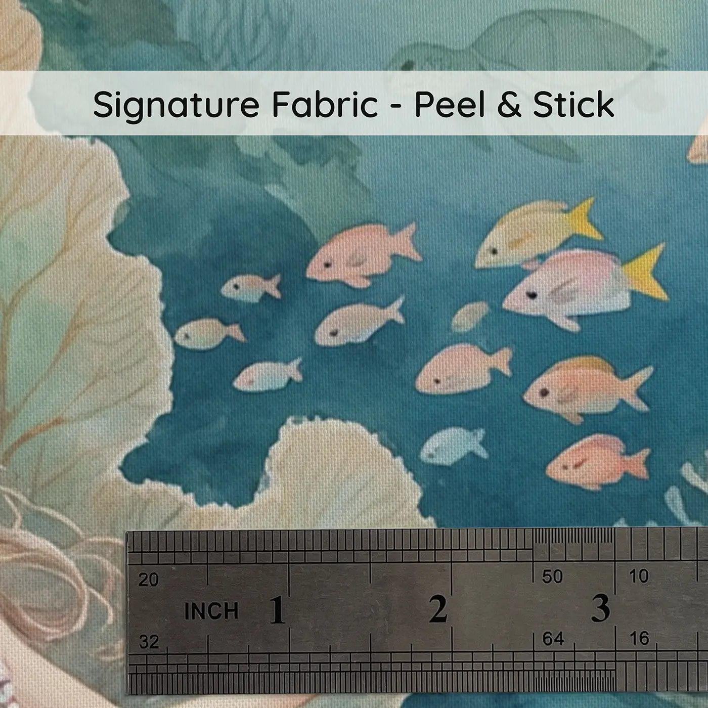 Fabric texture close-up of Pearl Crown Mermaid Wallpaper Mural by Whimsy Tots