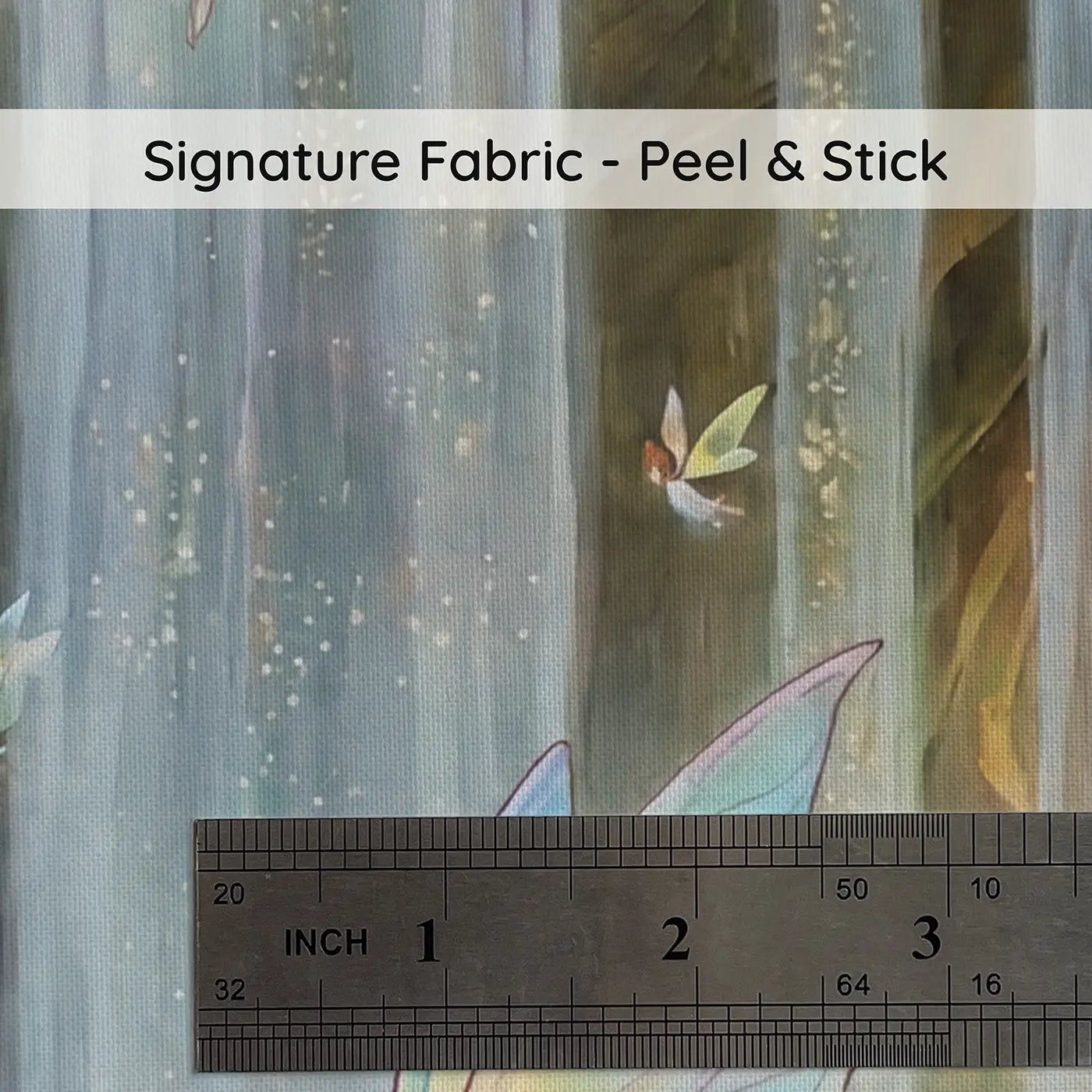Fabric texture close-up of Hidden Fairy Waterfall Kingdom Wallpaper Mural by Whimsy Tots
