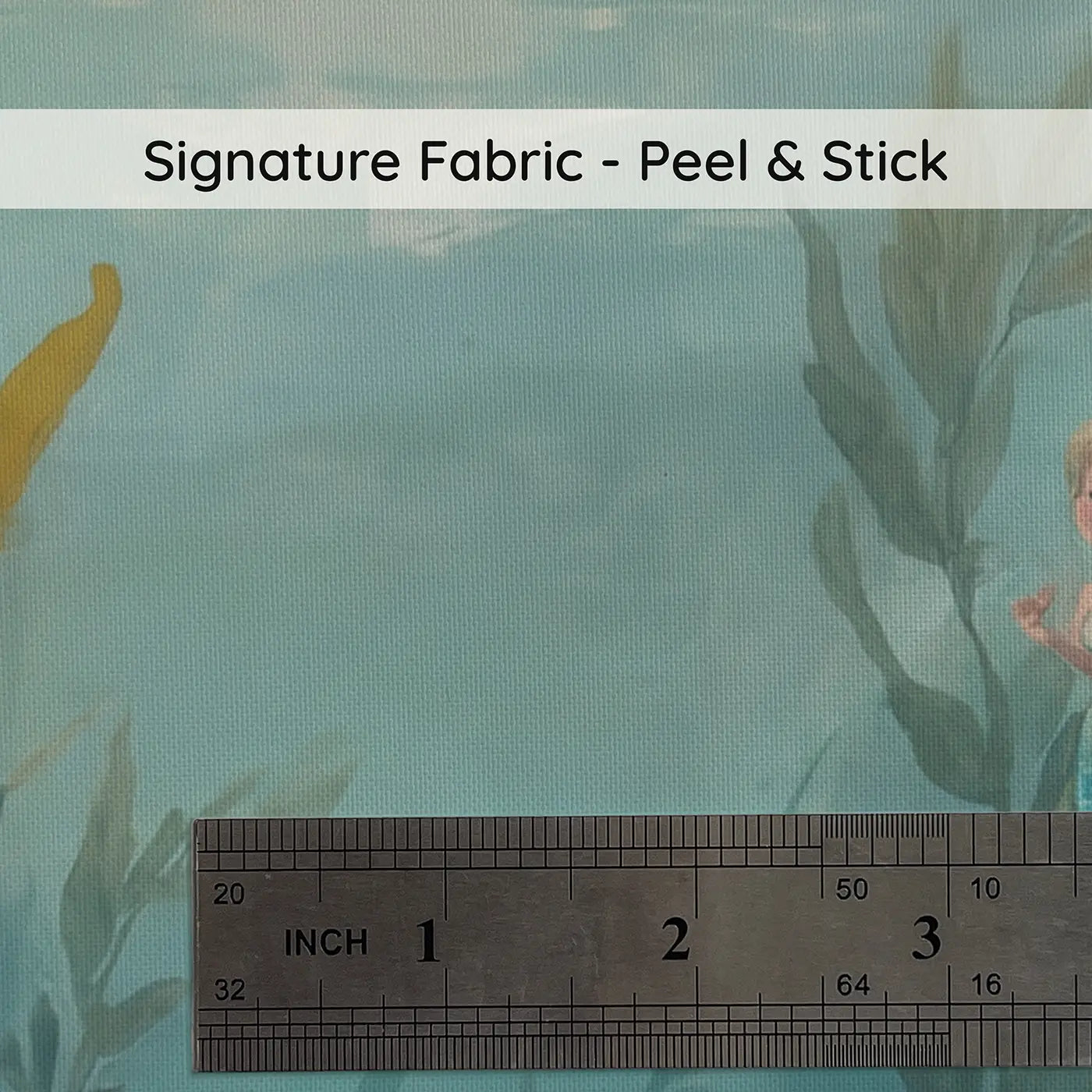 Fabric texture close-up of Mermaids Playing Hide Seek Wallpaper Mural by Whimsy Tots