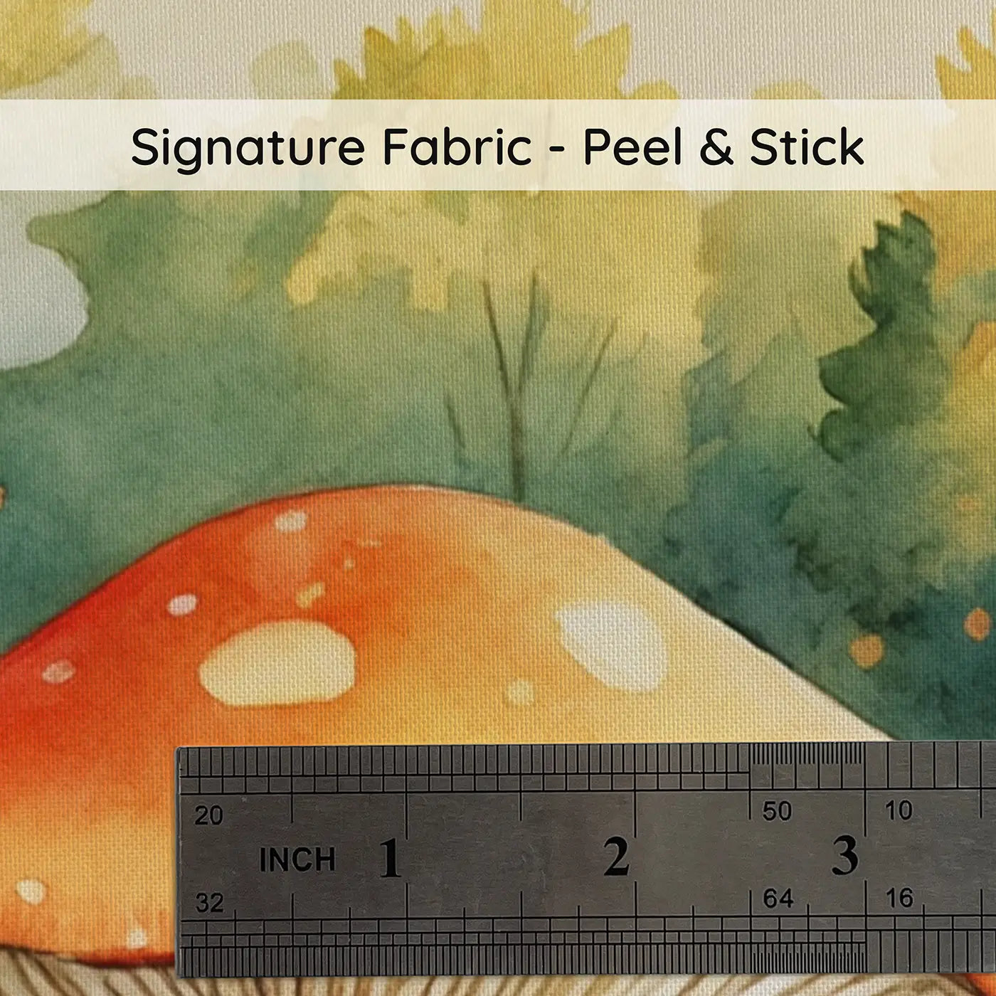 Fabric texture close-up of Fairy Toadstool Builders Wallpaper Mural by Whimsy Tots