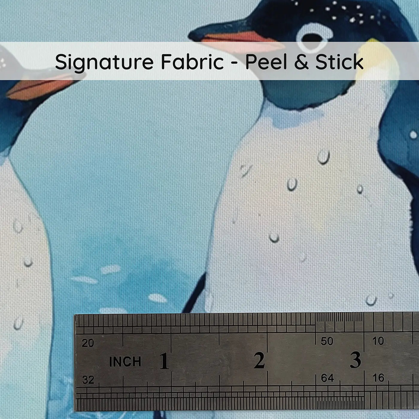 Fabric texture close-up of Mermaid Penguin Unlikely Friendship Wallpaper Mural by Whimsy Tots