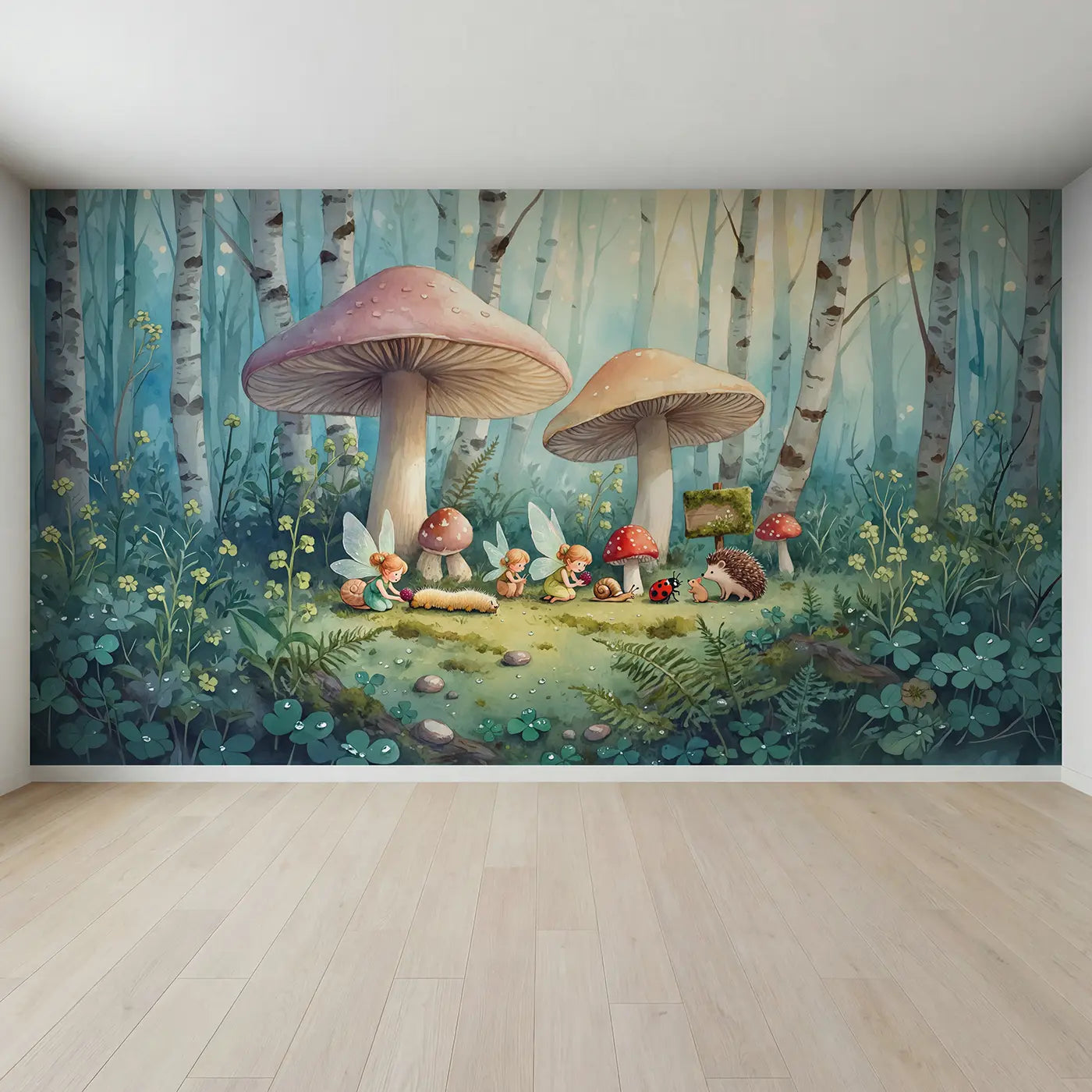 Full view of Fairy Woodland Adoption Day Wallpaper Mural by Whimsy Tots