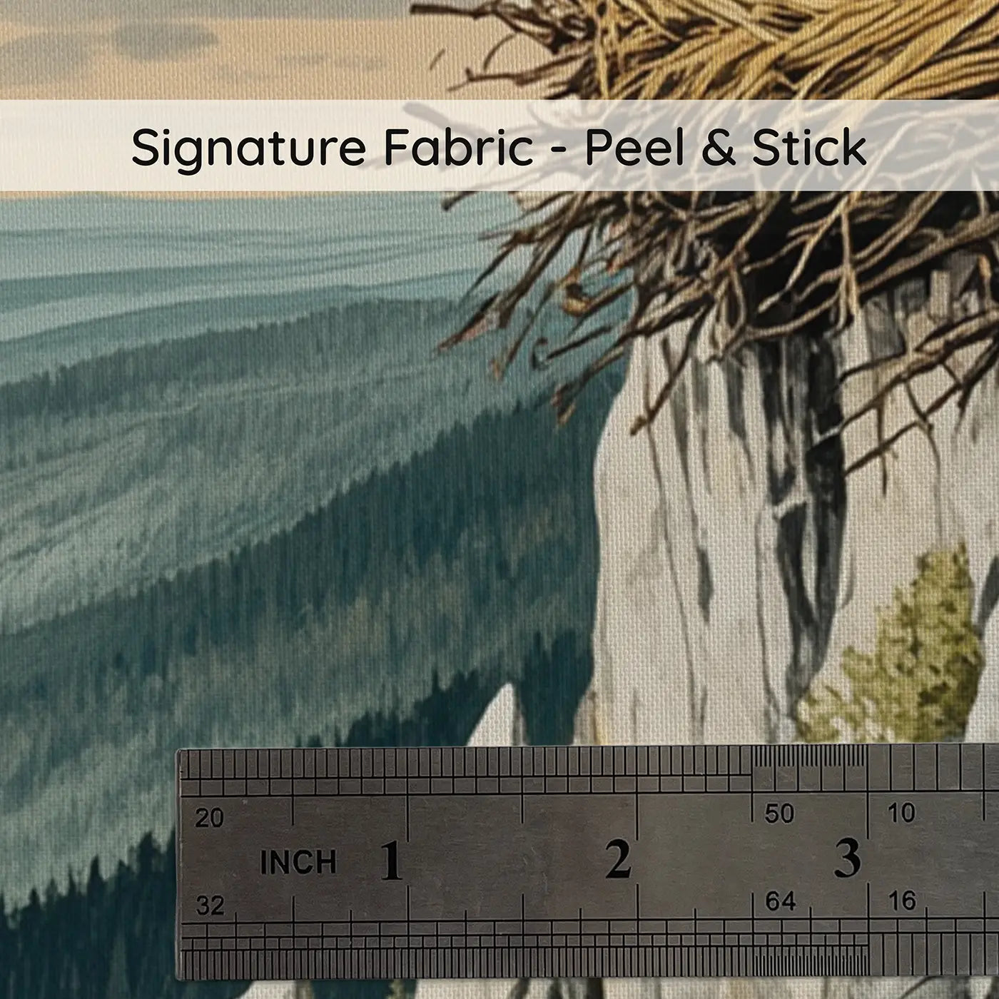 Fabric texture close-up of Mountain Griffin Nest Wallpaper Mural by Whimsy Tots
