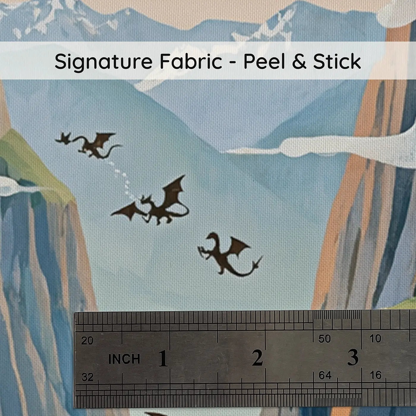 Fabric texture close-up of Dragon Mountain Pass Flight Wallpaper Mural by Whimsy Tots
