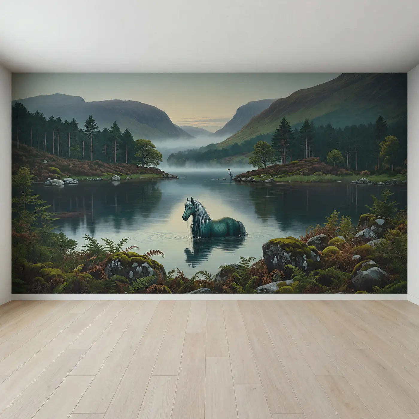 Full view of Mystic Kelpie Loch Wallpaper Mural by Whimsy Tots