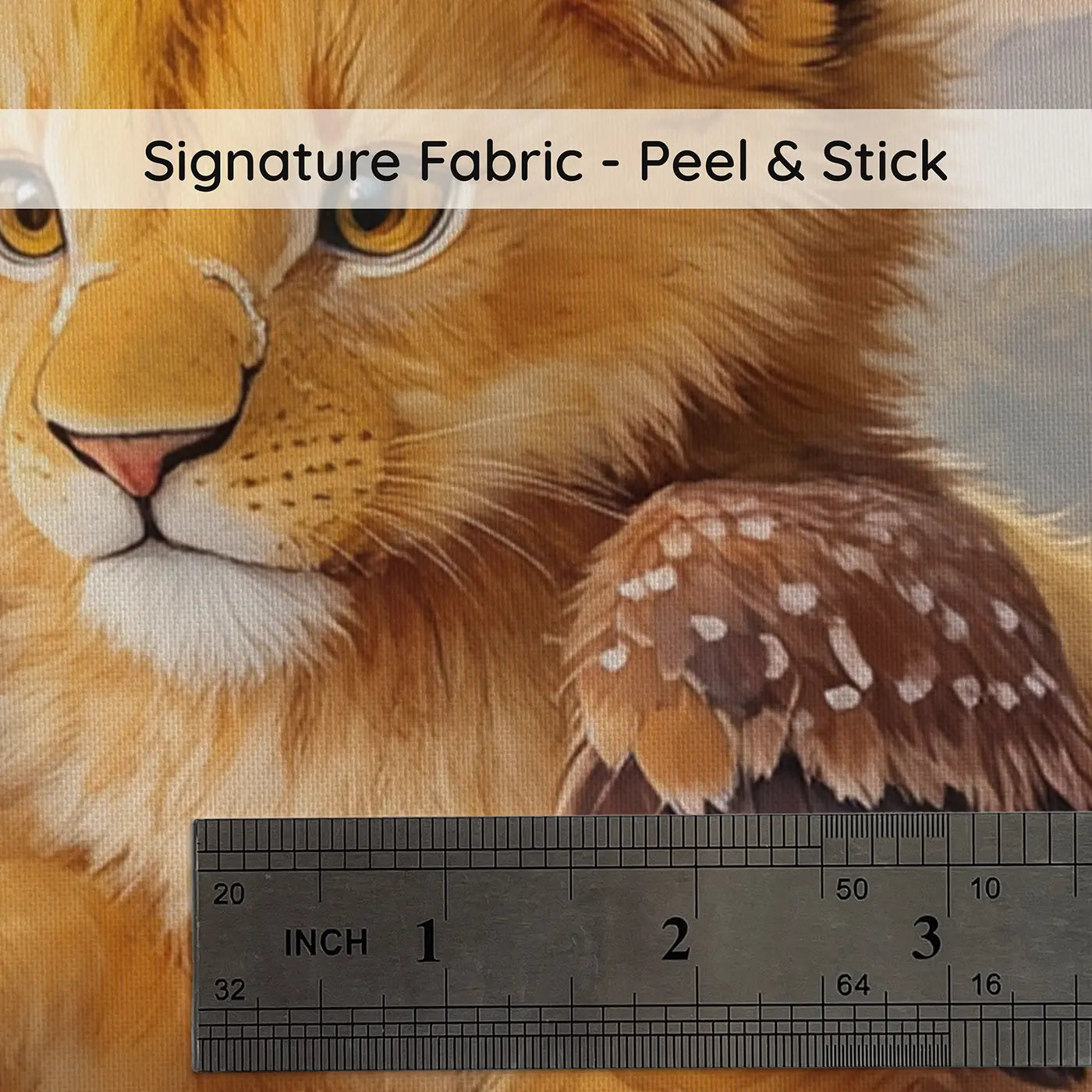 Fabric texture close-up of Baby Griffin Meadow Pounce Wallpaper Mural by Whimsy Tots