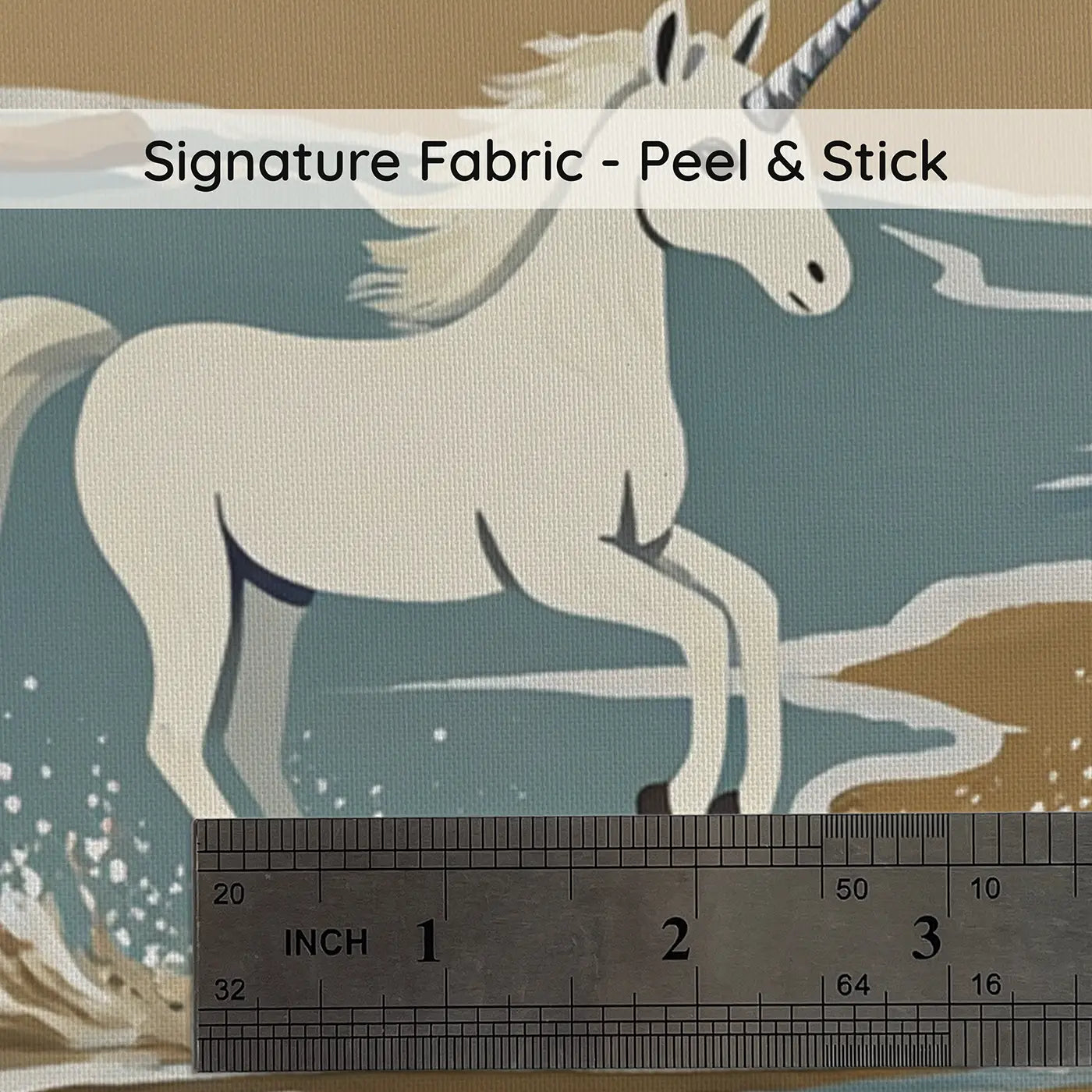 Fabric texture close-up of Splashing Beach Unicorn Wallpaper Mural by Whimsy Tots