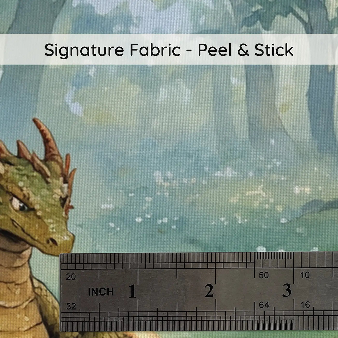 Fabric texture close-up of Dragon Fire Manners Lesson Wallpaper Mural by Whimsy Tots