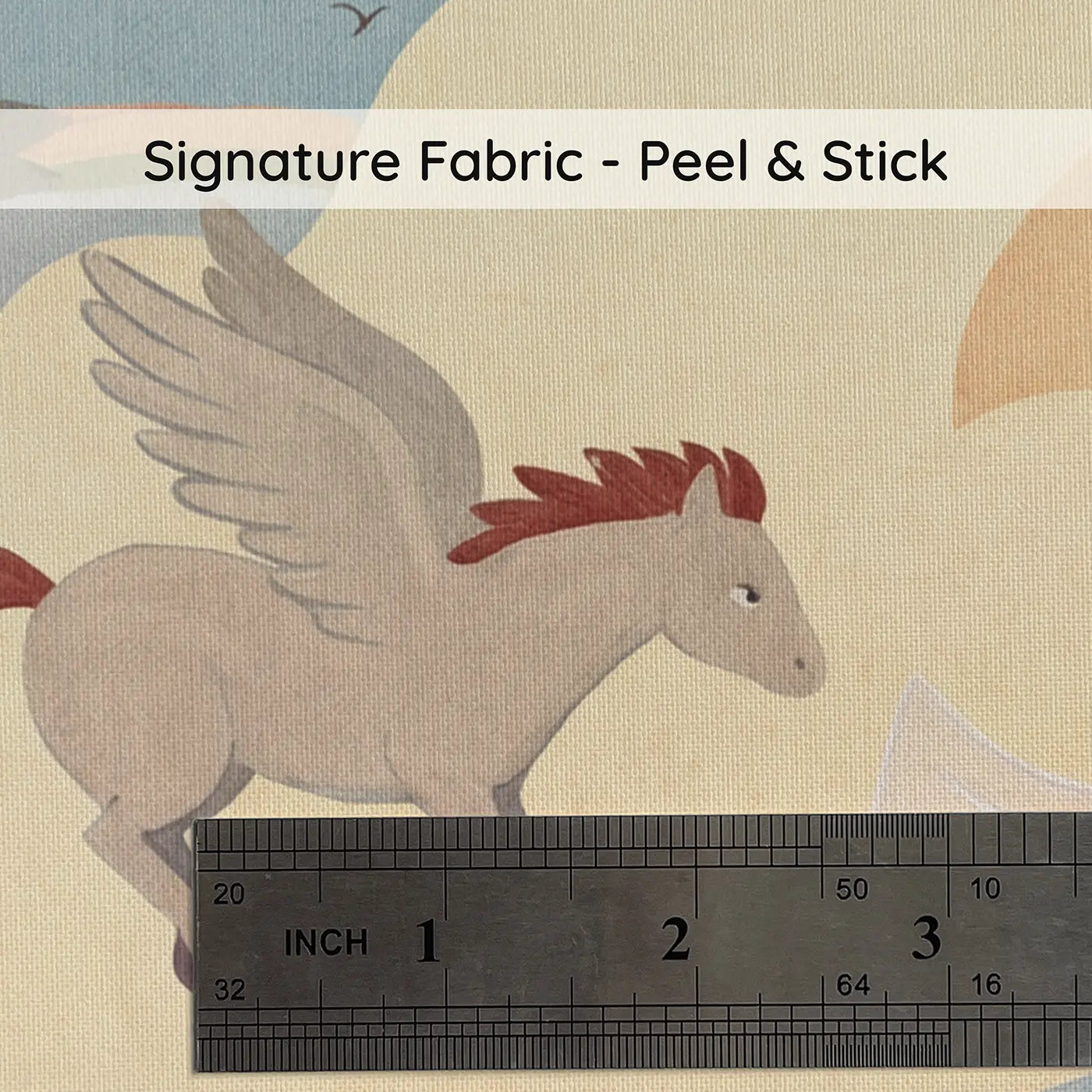 Fabric texture close-up of Pegasus Cloud Play Wallpaper Mural by Whimsy Tots