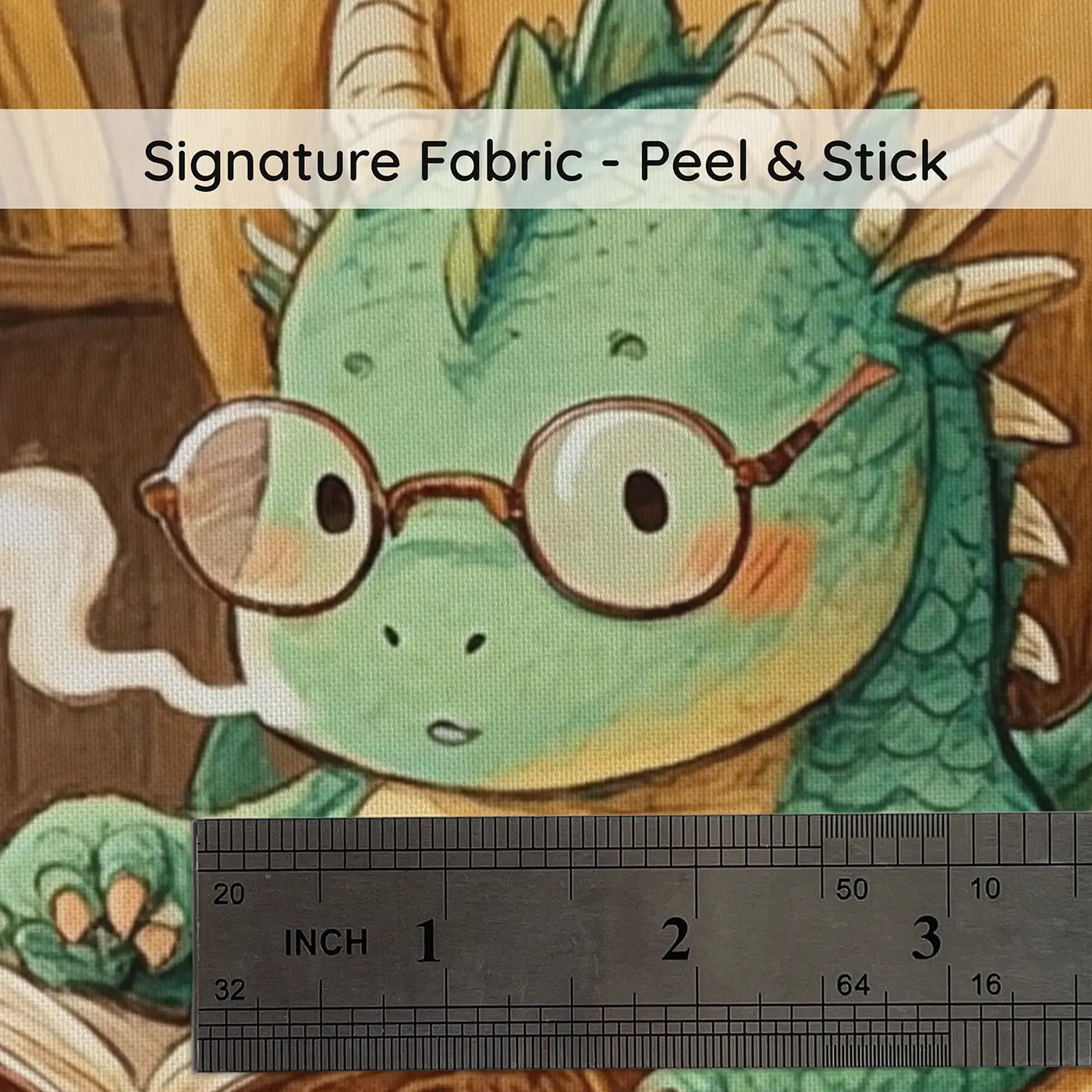 Fabric texture close-up of Bookworm Dragon Wallpaper Mural by Whimsy Tots