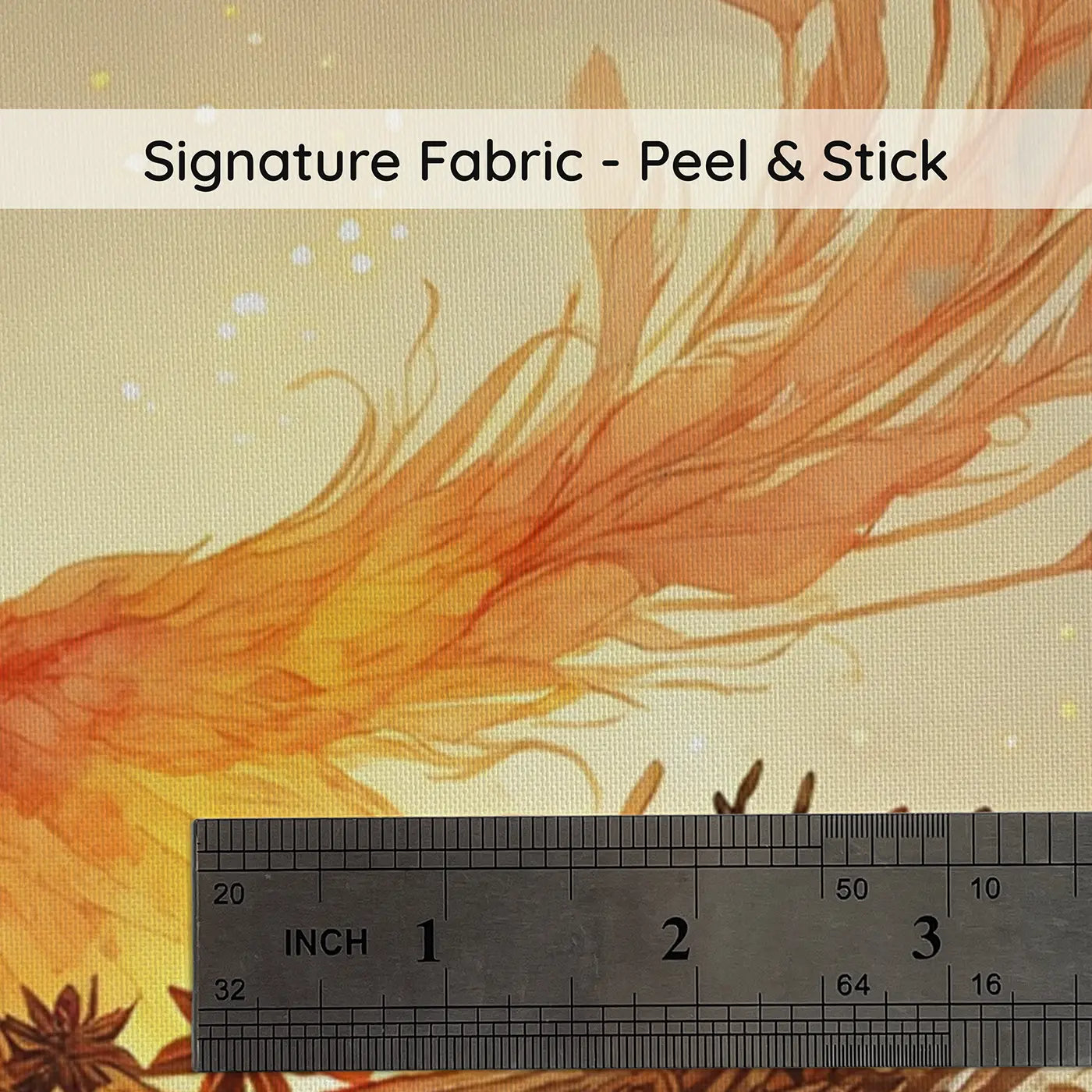 Fabric texture close-up of Phoenix Spice Nest Wallpaper Mural by Whimsy Tots
