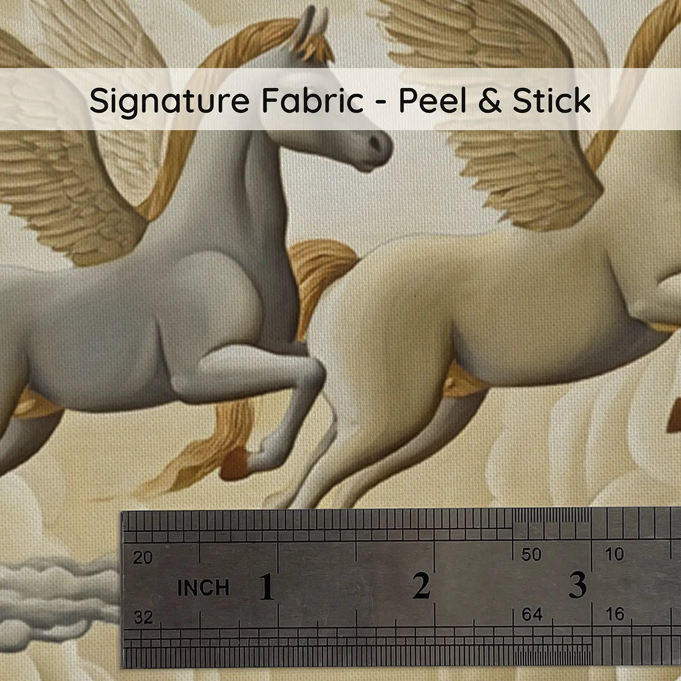 Fabric texture close-up of Pegasus Twins Cloud Race Wallpaper Mural by Whimsy Tots