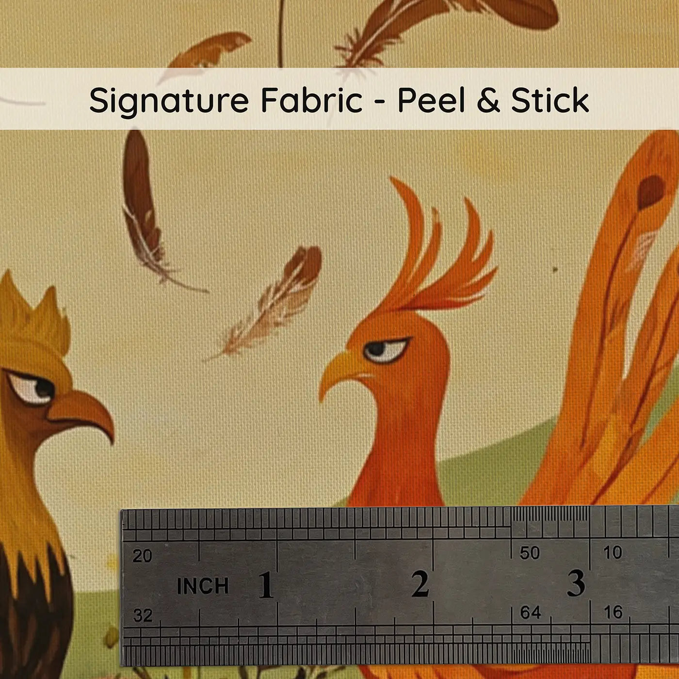 Fabric texture close-up of Griffin and Phoenix Preening Wallpaper Mural by Whimsy Tots