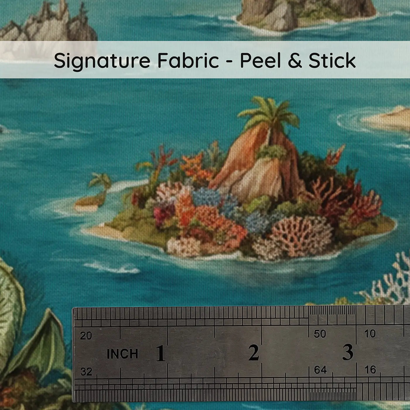 Fabric texture close-up of Dragon Archipelago Ocean Wallpaper Mural by Whimsy Tots