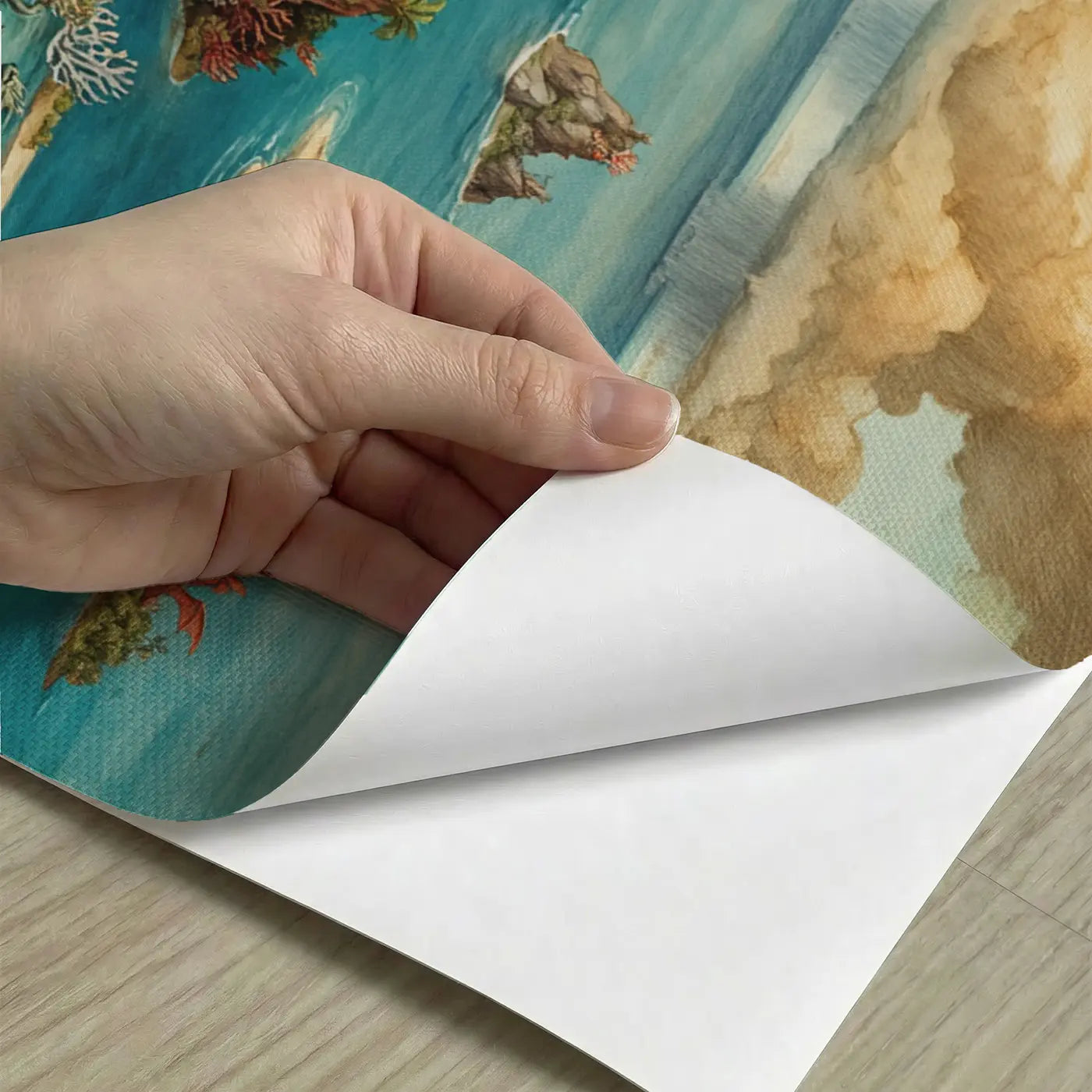 Peel-and-stick detail of Dragon Archipelago Ocean Wallpaper Mural by Whimsy Tots
