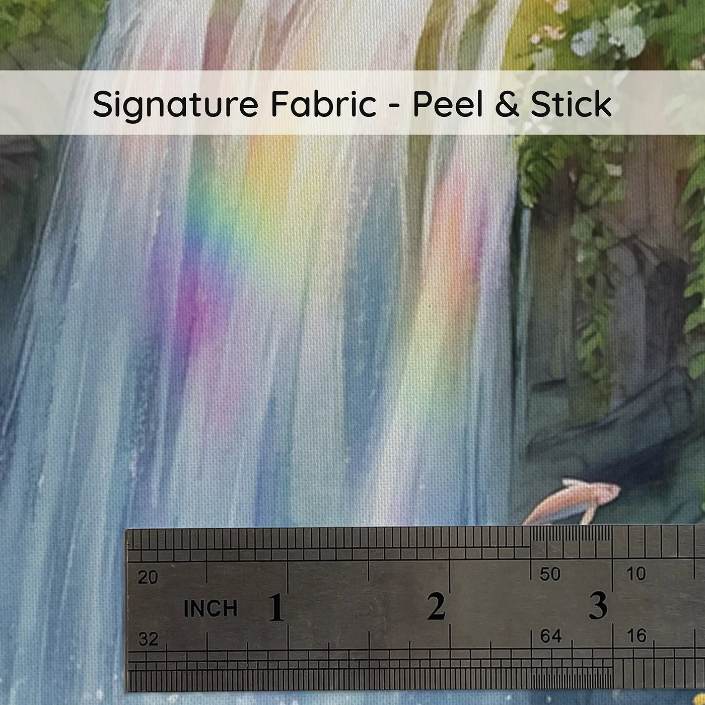 Fabric texture close-up of Unicorn Mermaid Waterfall Wallpaper Mural by Whimsy Tots
