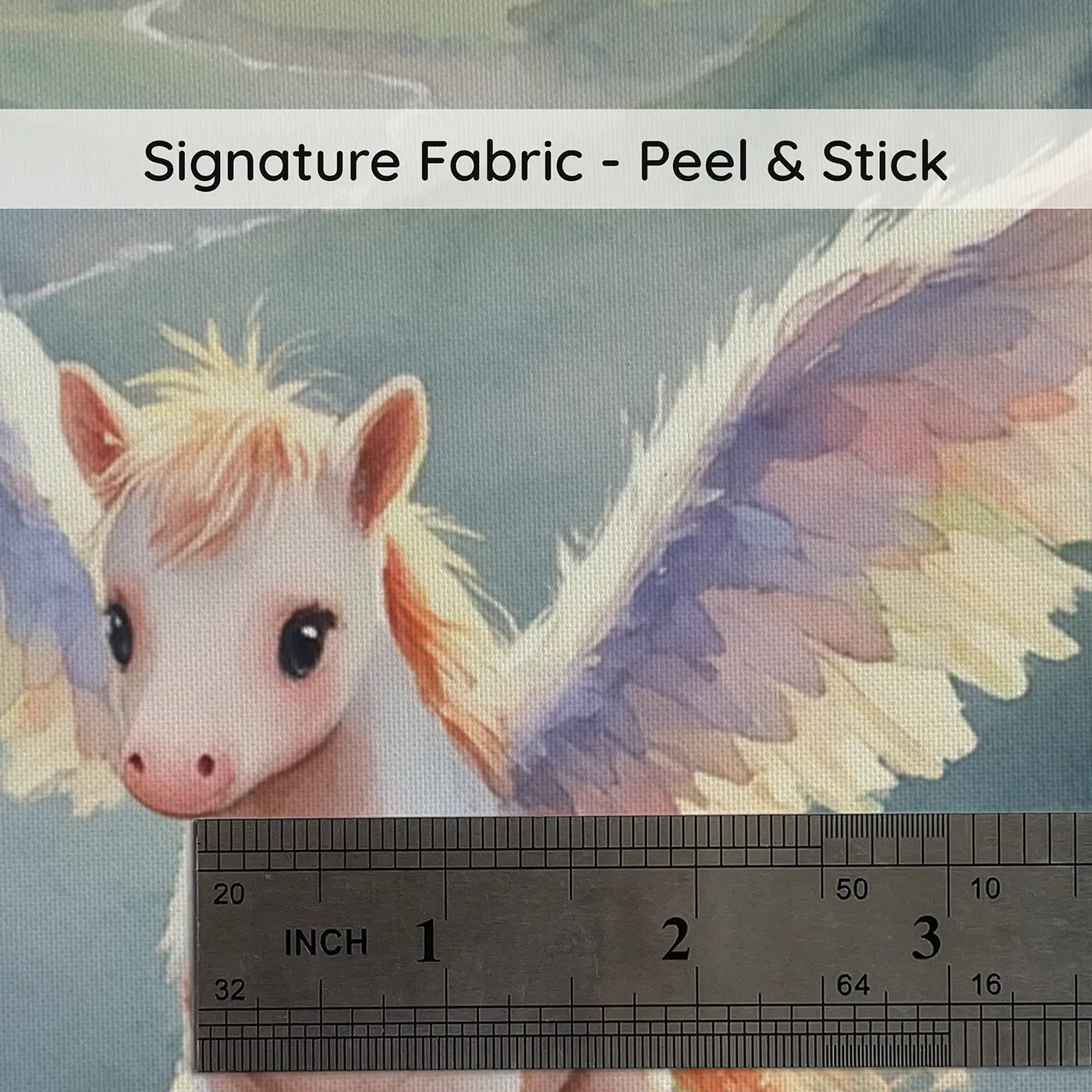 Fabric texture close-up of Baby Pegasus First Flight Wallpaper Mural by Whimsy Tots