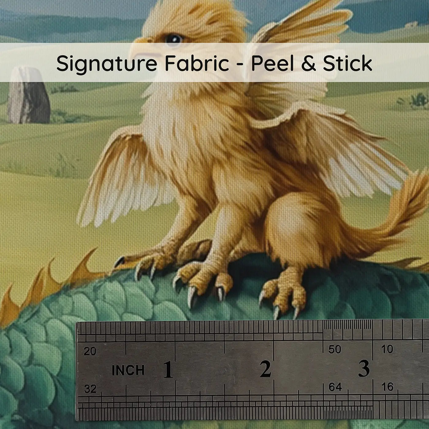 Fabric texture close-up of Griffin and Dragon Friends Wallpaper Mural by Whimsy Tots