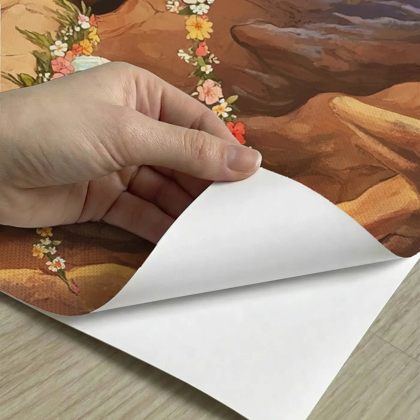 Peel-and-stick detail of Dragon Family Holiday Cave Wallpaper Mural by Whimsy Tots