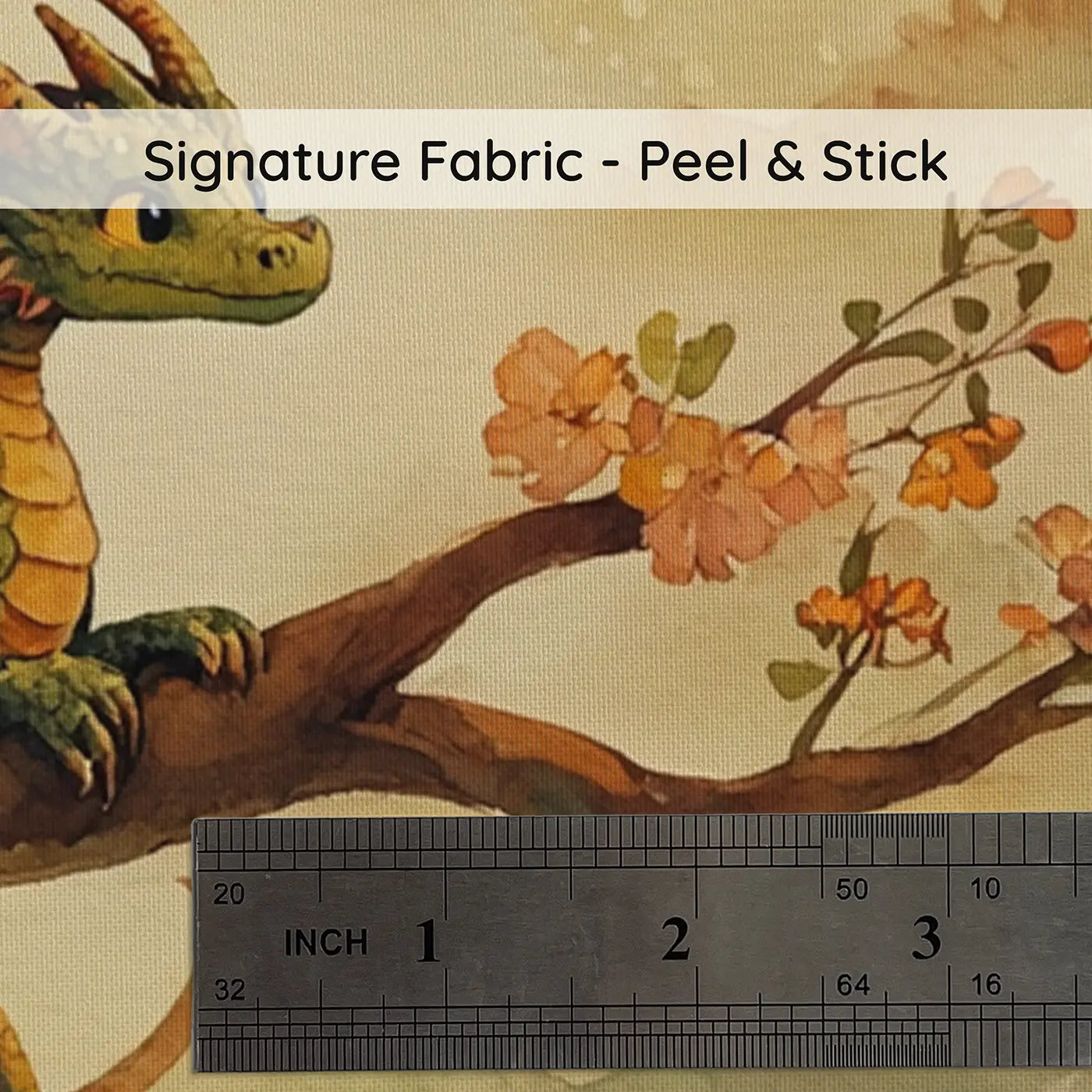 Fabric texture close-up of Dragon Perched Branch Too Wallpaper Mural by Whimsy Tots