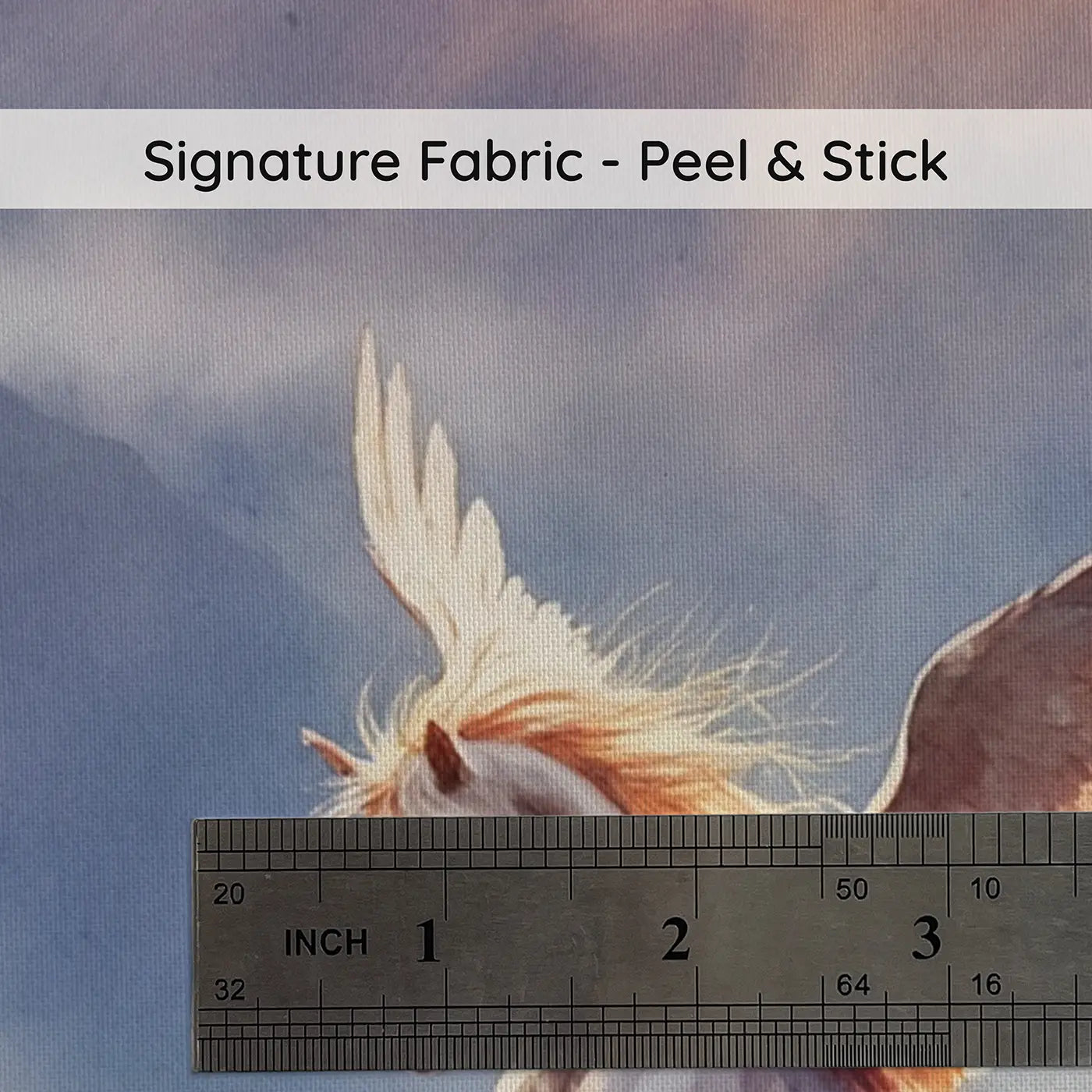 Fabric texture close-up of Mountaintop Pegasus Dawn Wallpaper Mural by Whimsy Tots