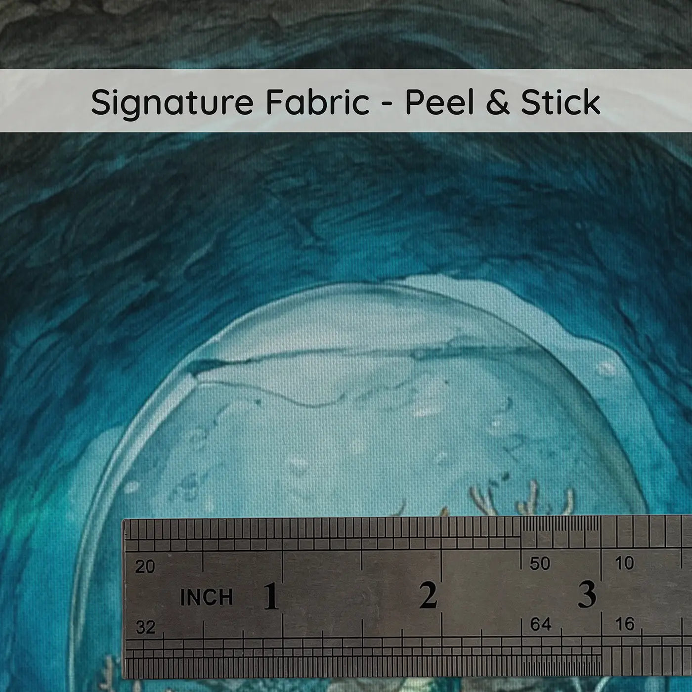 Fabric texture close-up of Underwater Dragon Cave Wallpaper Mural by Whimsy Tots