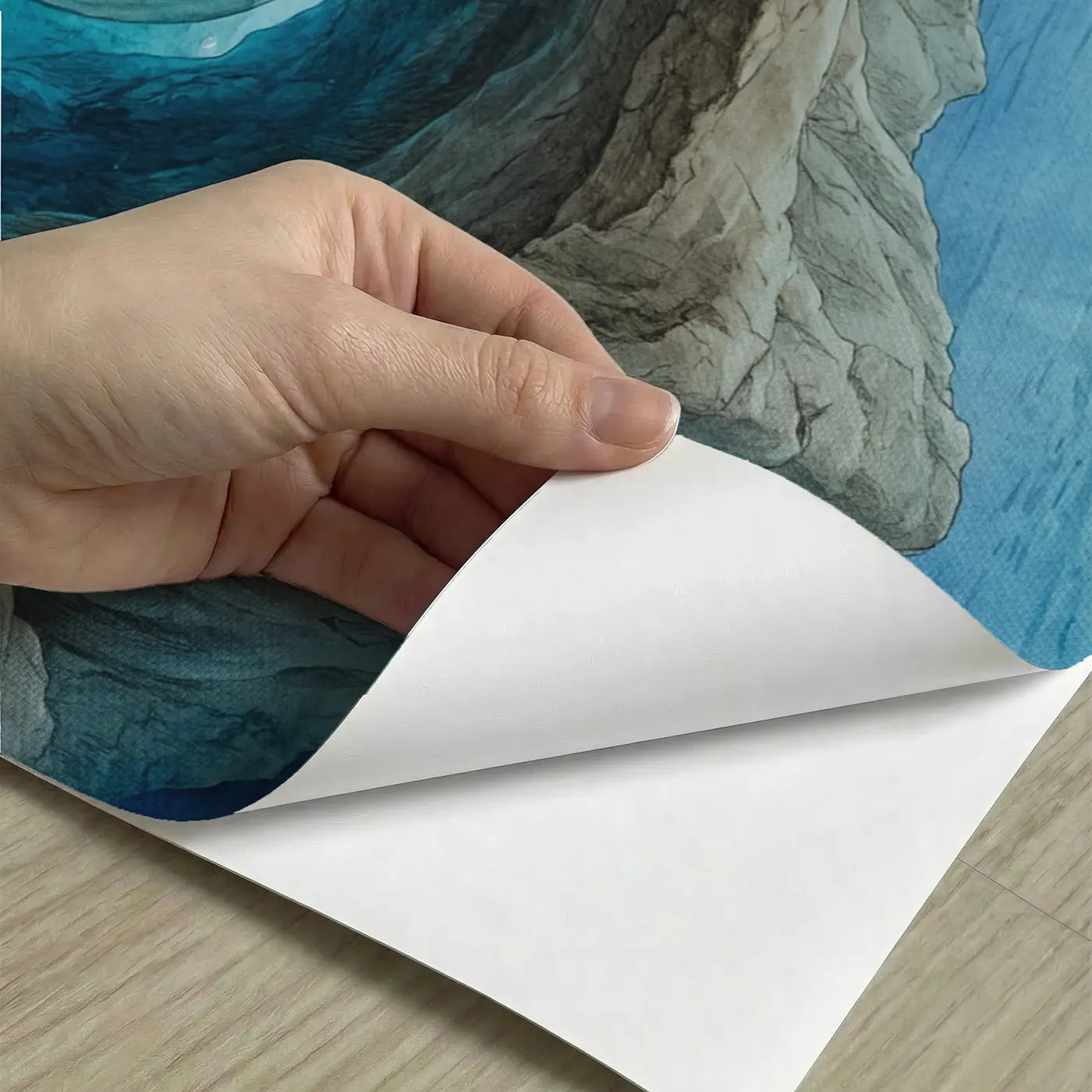 Peel-and-stick detail of Underwater Dragon Cave Wallpaper Mural by Whimsy Tots