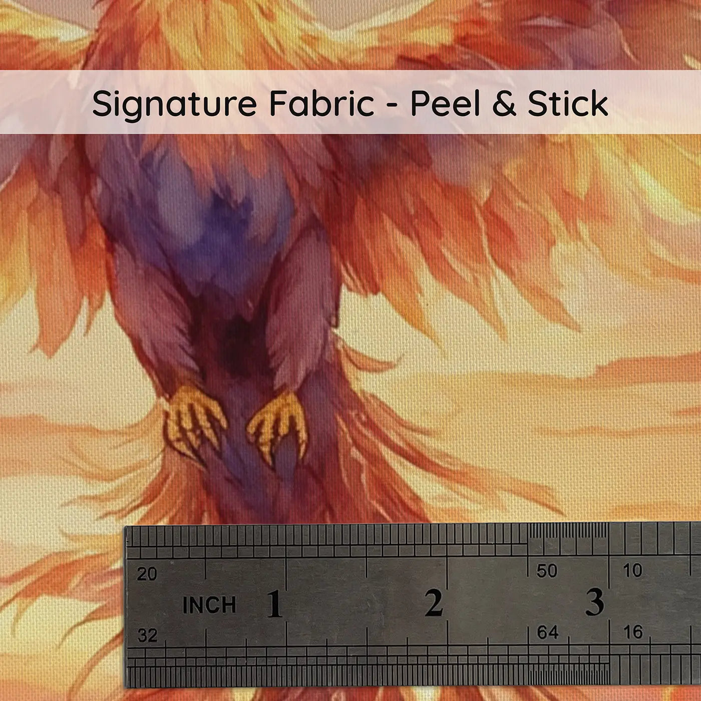 Fabric texture close-up of Phoenix Sunset Flight Wallpaper Mural by Whimsy Tots
