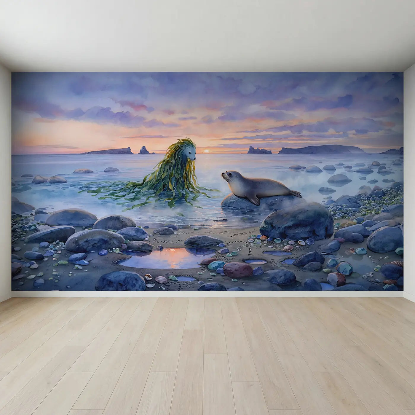 Full view of Kelpie and Selkie Shore Wallpaper Mural by Whimsy Tots