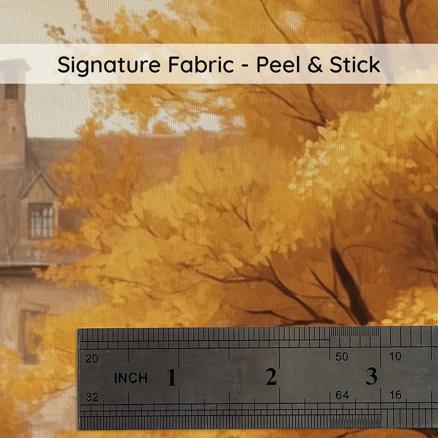 Fabric texture close-up of Autumn Castle Courtyard Wallpaper Mural by Whimsy Tots