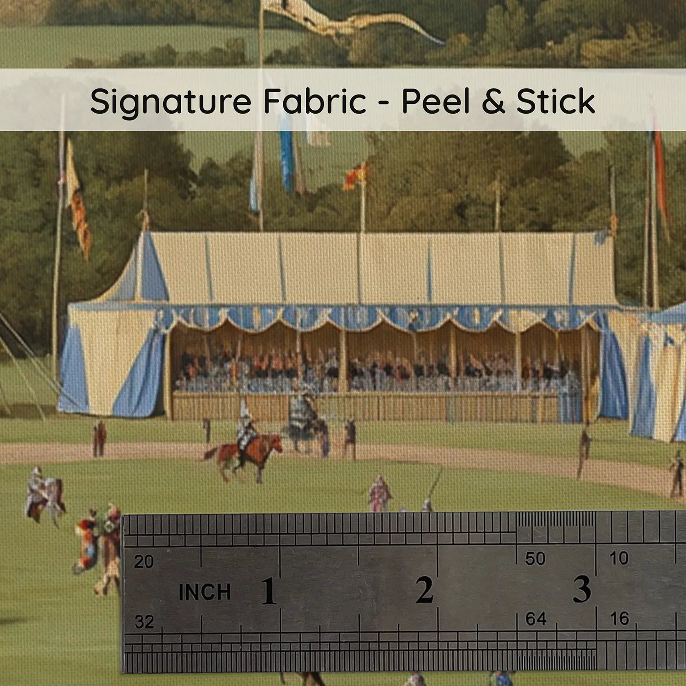 Fabric texture close-up of Tournament Field Castle Wallpaper Mural by Whimsy Tots