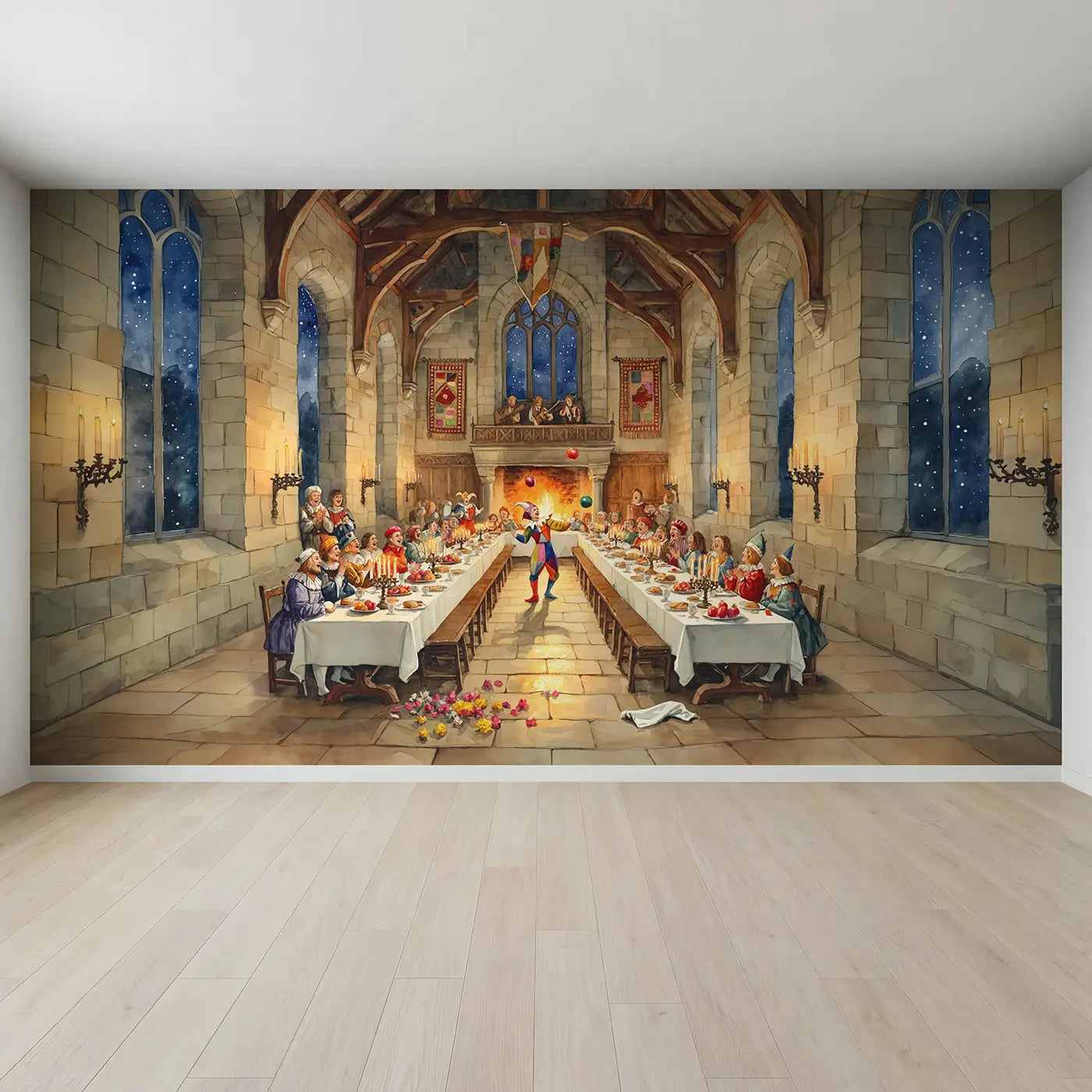 Full view of Castle Royal Feast Wallpaper Mural by Whimsy Tots
