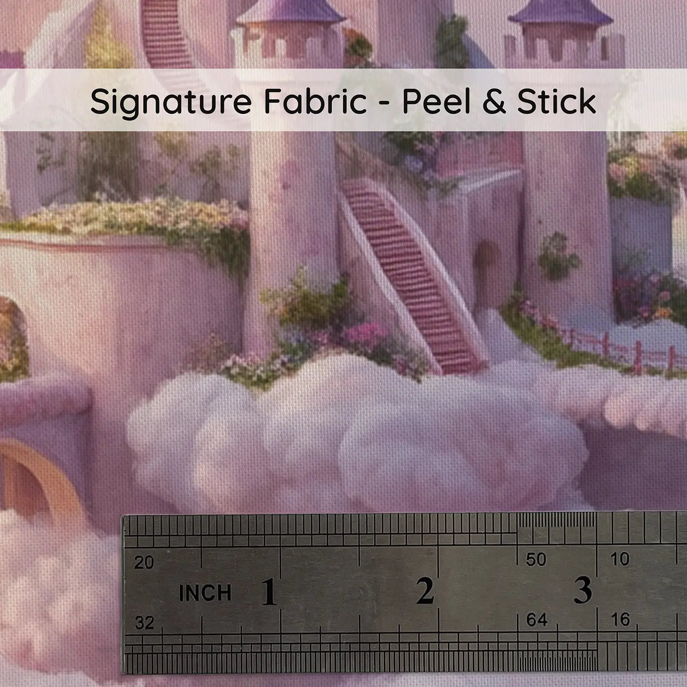 Fabric texture close-up of Cloud Castle Kingdom Wallpaper Mural by Whimsy Tots