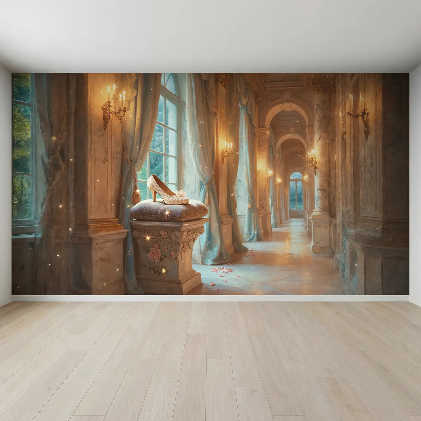 Full view of Crystal Slipper Palace Wallpaper Mural by Whimsy Tots