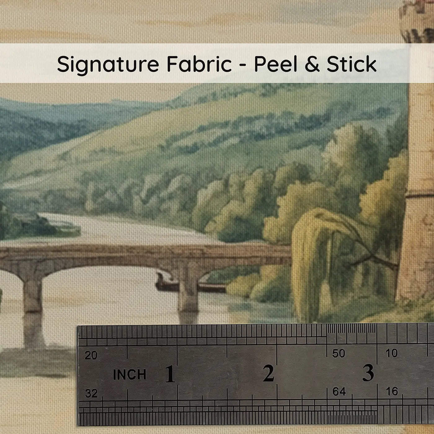 Fabric texture close-up of Twin River Castles Wallpaper Mural by Whimsy Tots