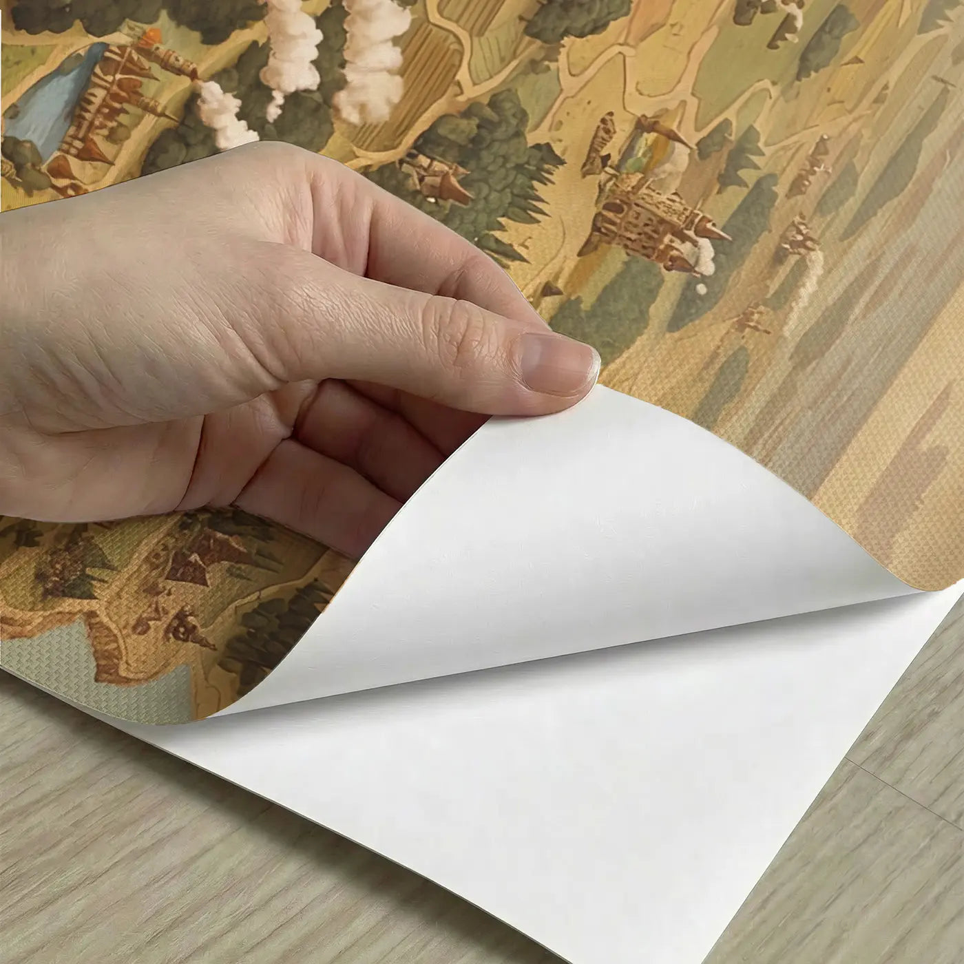 Peel-and-stick detail of Fairy Tale Kingdom Map Wallpaper Mural by Whimsy Tots
