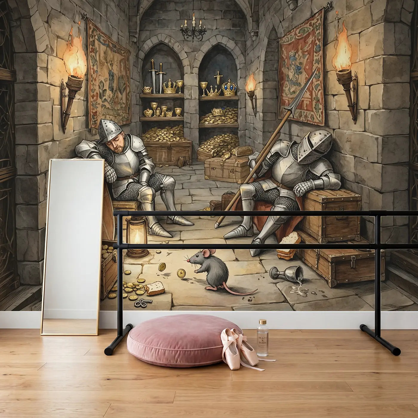 Sleeping Knights Treasure Room Wallpaper Mural in playroom setting by Whimsy Tots