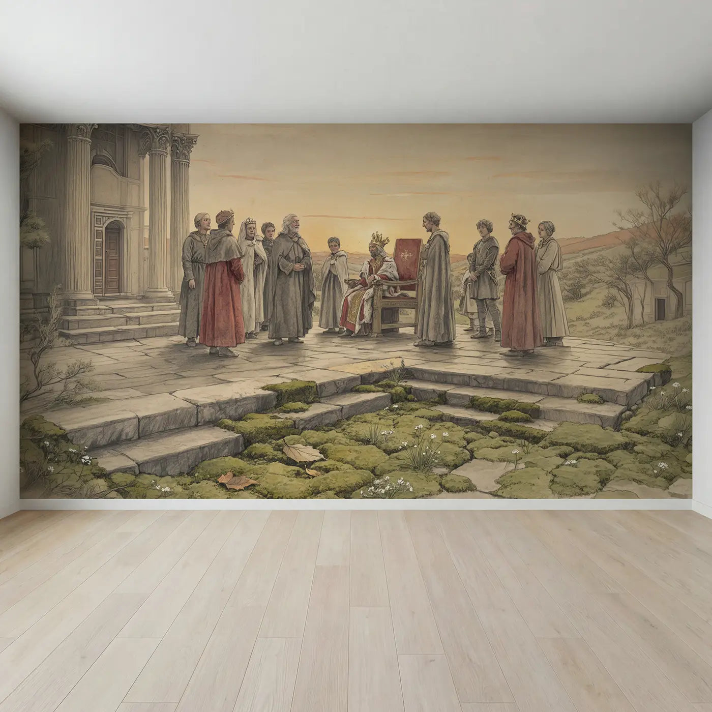 Full view of Royal Coronation Ceremony Wallpaper Mural by Whimsy Tots