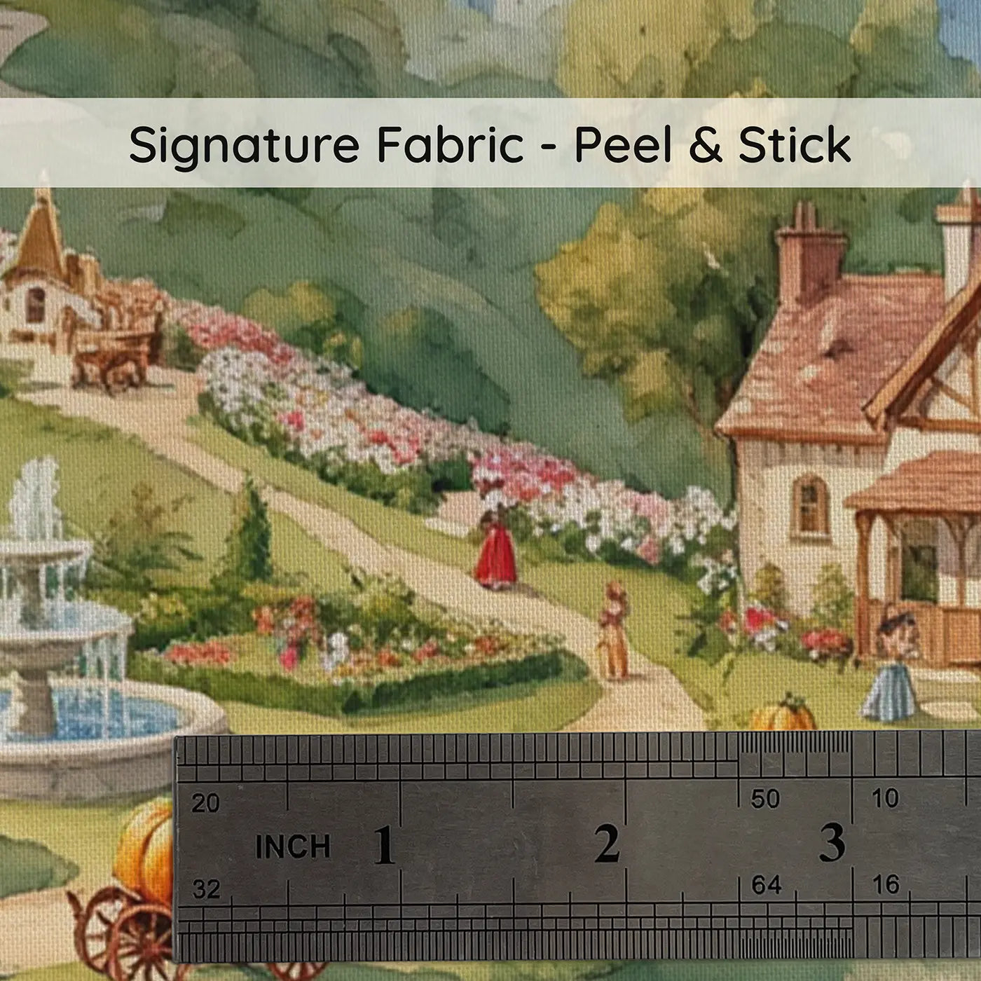 Fabric texture close-up of Fairy Tale Castle Kingdom Wallpaper Mural by Whimsy Tots