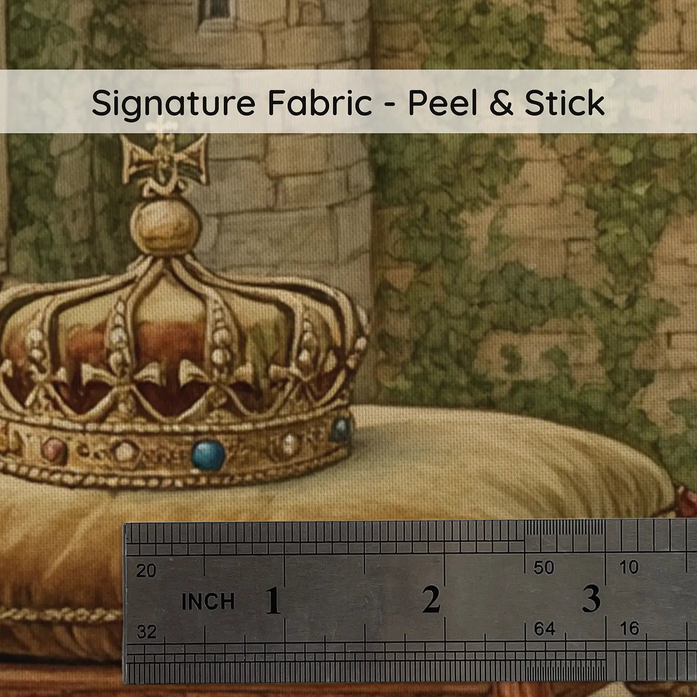 Fabric texture close-up of Crown Velvet Cushion Wallpaper Mural by Whimsy Tots