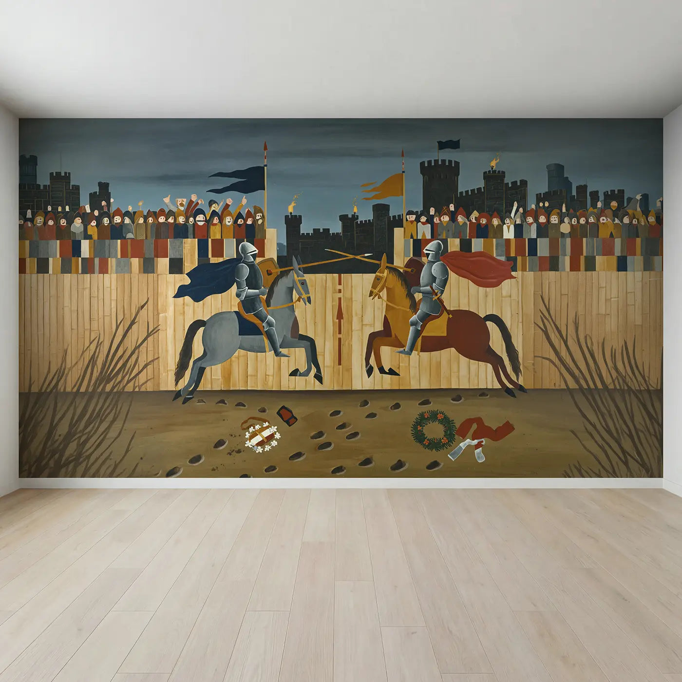 Full view of Knight Tournament Joust Wallpaper Mural by Whimsy Tots