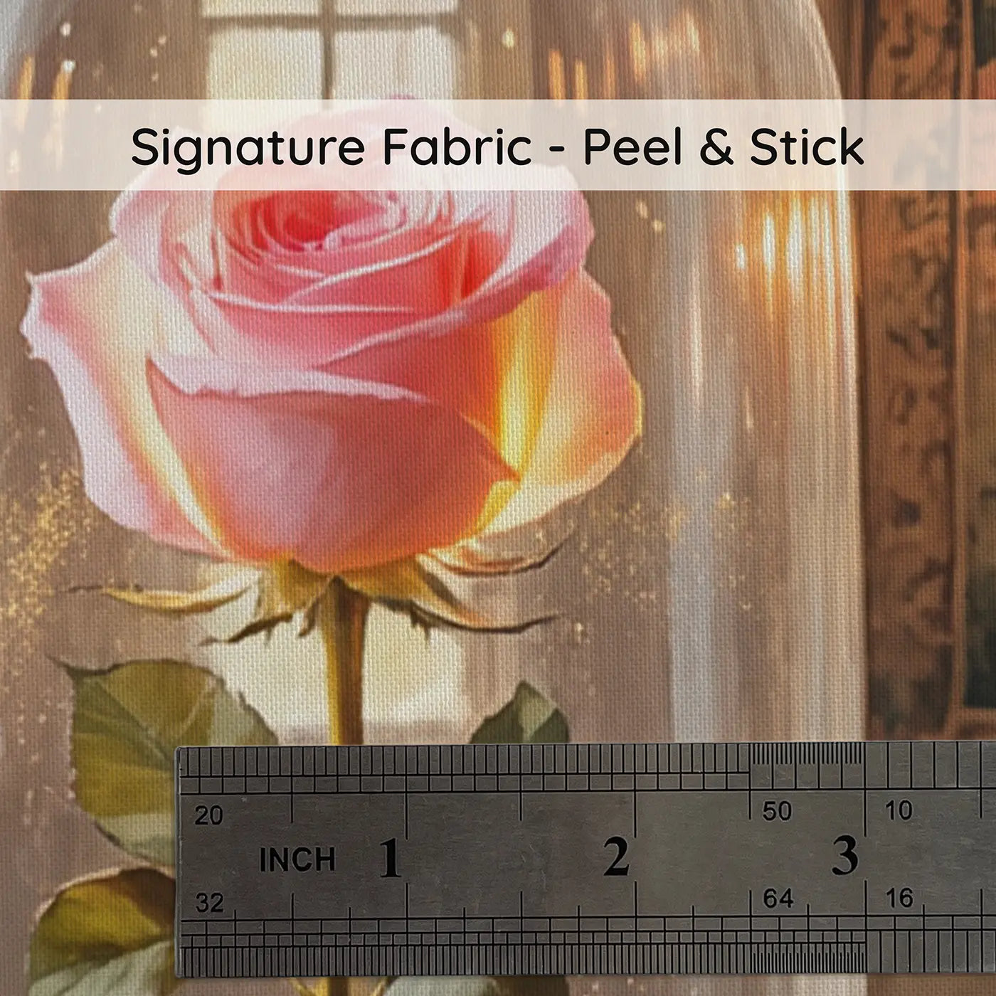 Fabric texture close-up of Enchanted Rose Glass Dome Castle Wallpaper Mural by Whimsy Tots