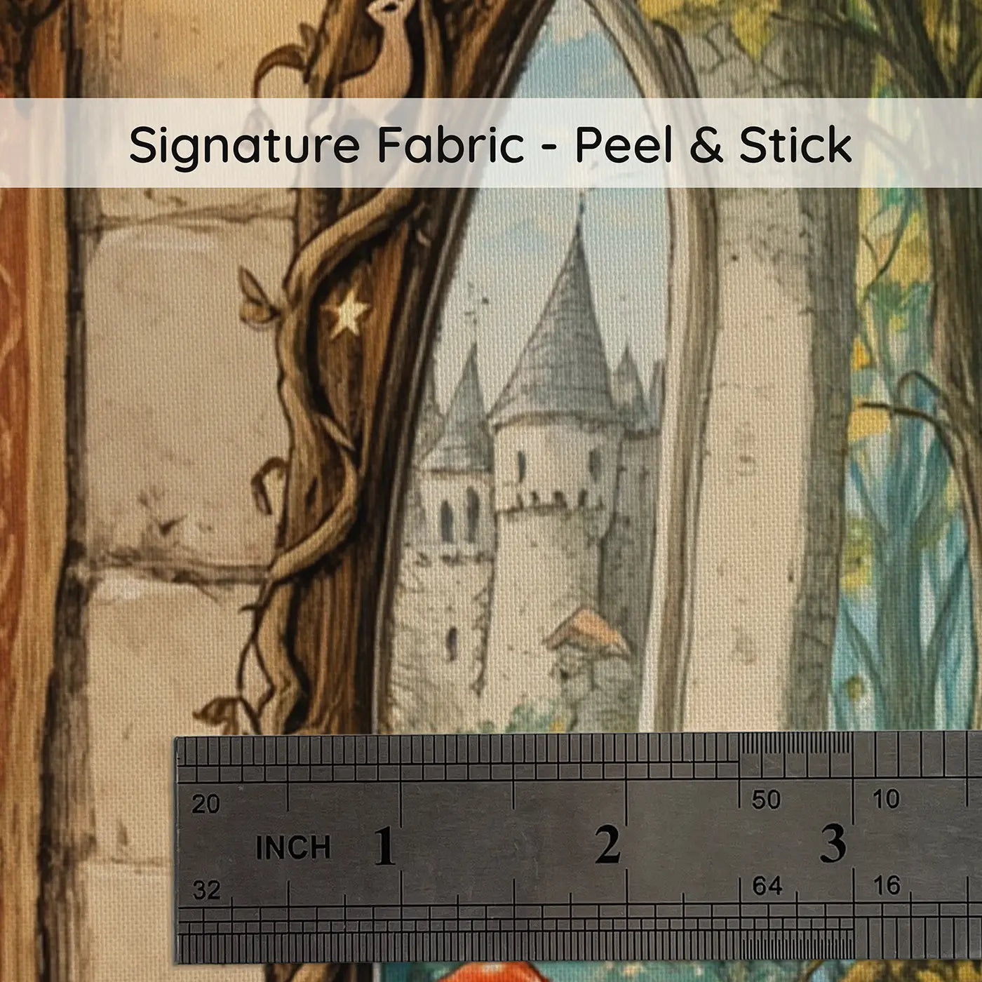 Fabric texture close-up of Magic Mirror Castle Hall Wallpaper Mural by Whimsy Tots