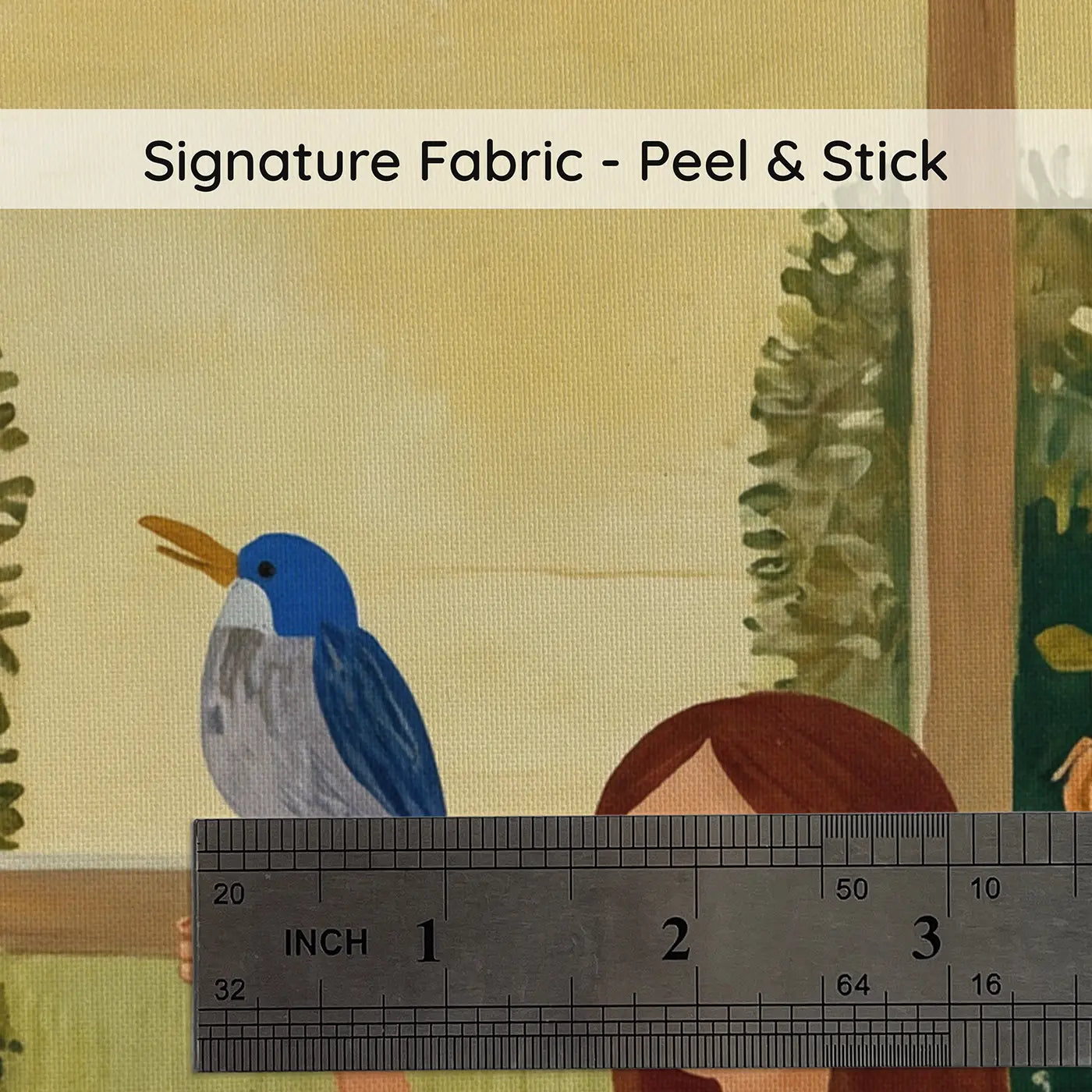 Fabric texture close-up of Singing Princess Bird Lesson Wallpaper Mural by Whimsy Tots