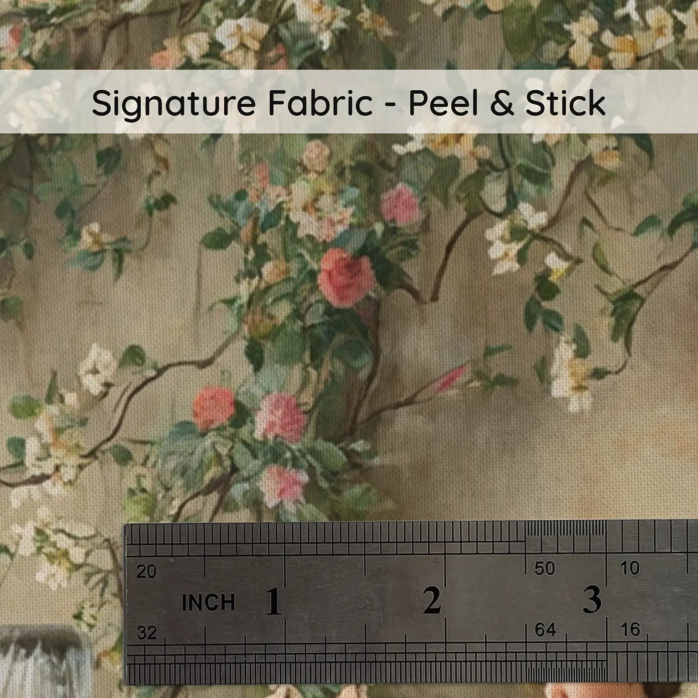 Fabric texture close-up of Princess Wildflower Crown Garden Wallpaper Mural by Whimsy Tots