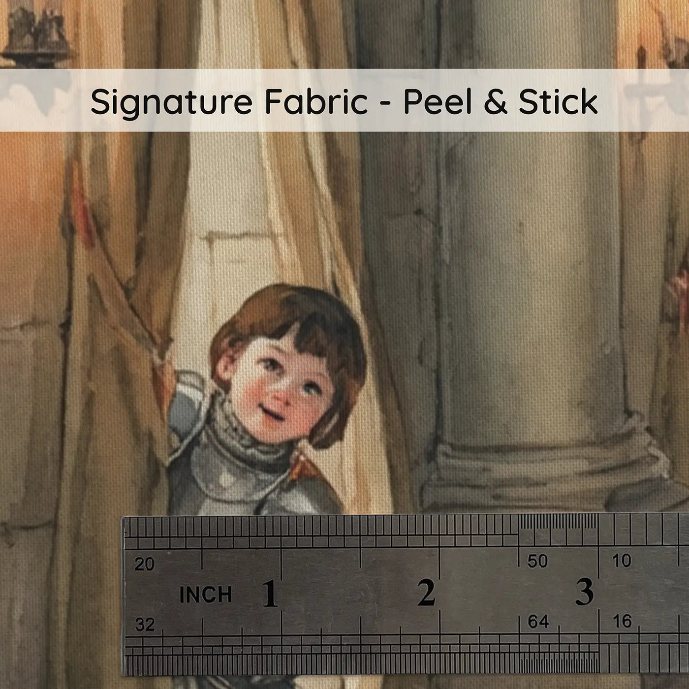 Fabric texture close-up of Castle Hide and Seek Wallpaper Mural by Whimsy Tots