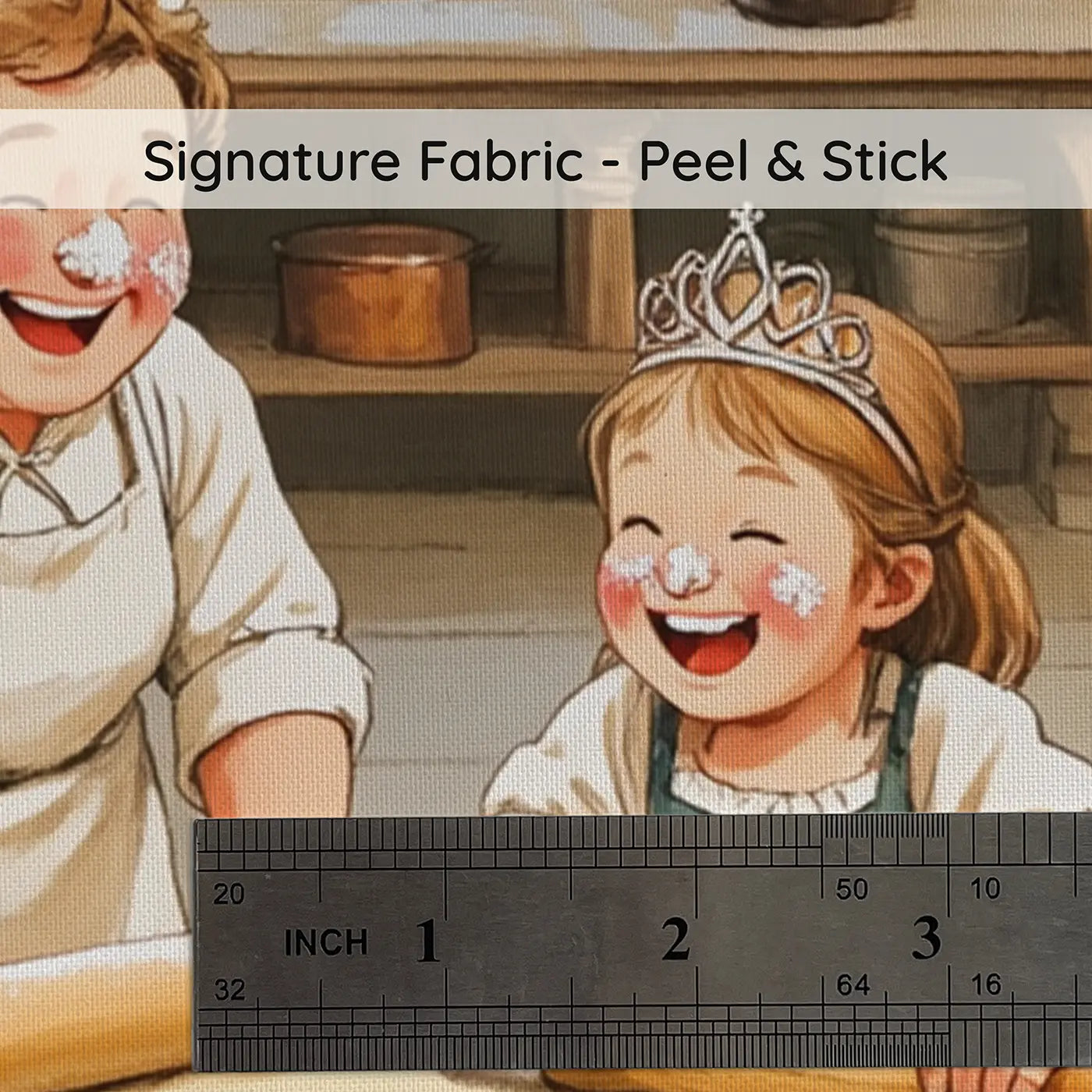 Fabric texture close-up of Royal Kitchen Baking Day Wallpaper Mural by Whimsy Tots