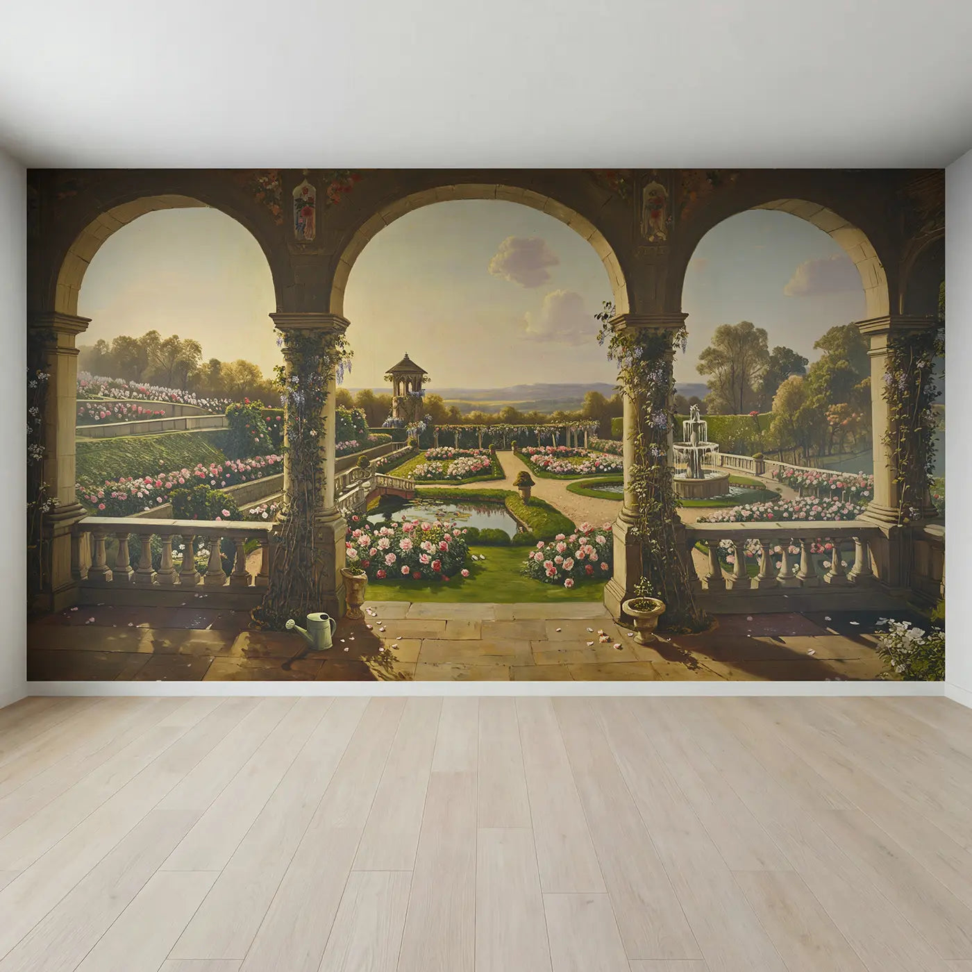 Full view of Castle Garden Archway Wallpaper Mural by Whimsy Tots