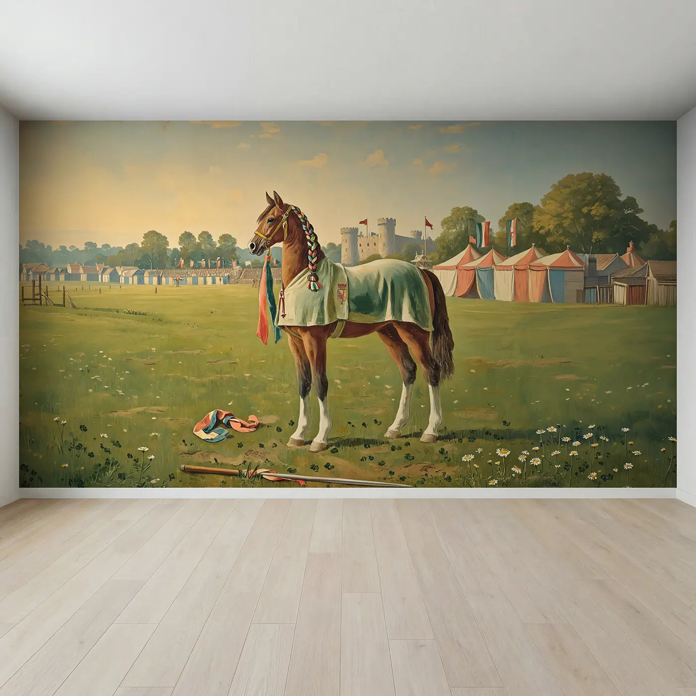 Full view of Tournament Horse Portrait Wallpaper Mural by Whimsy Tots