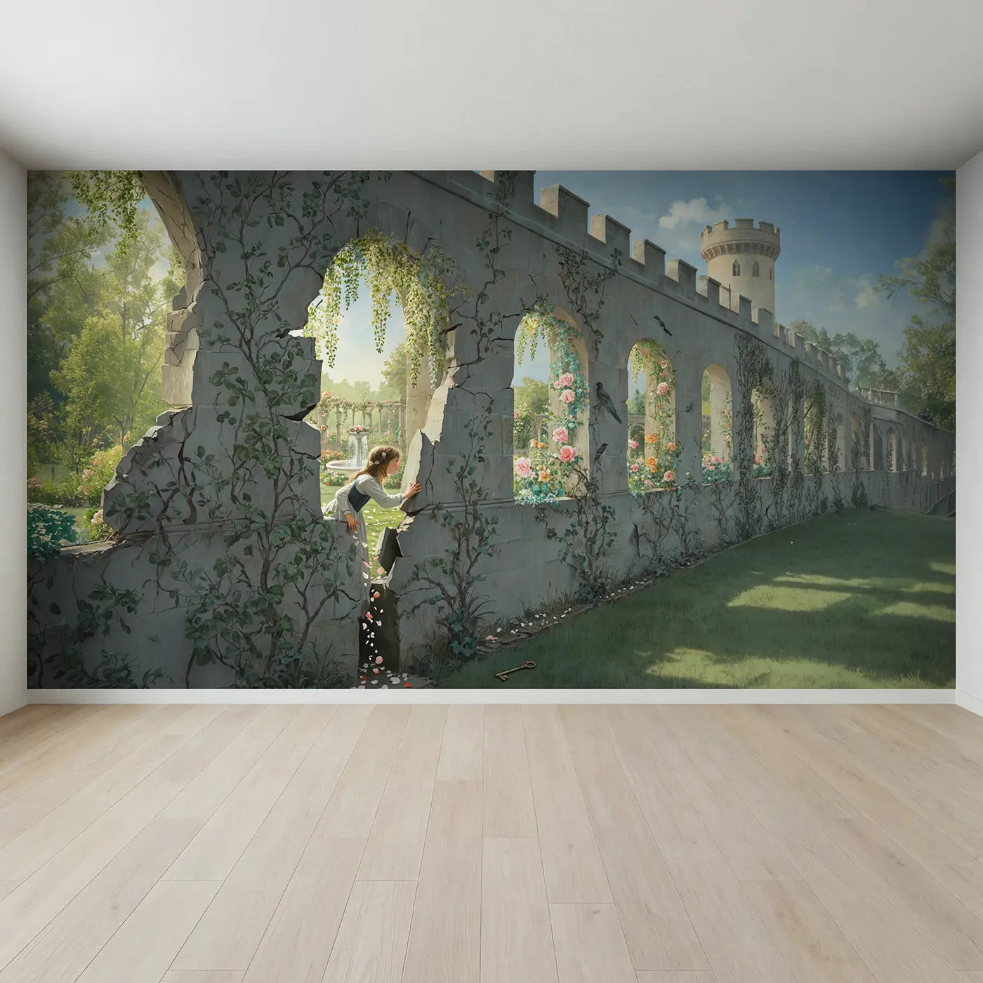 Full view of Secret Garden Discovery Wallpaper Mural by Whimsy Tots